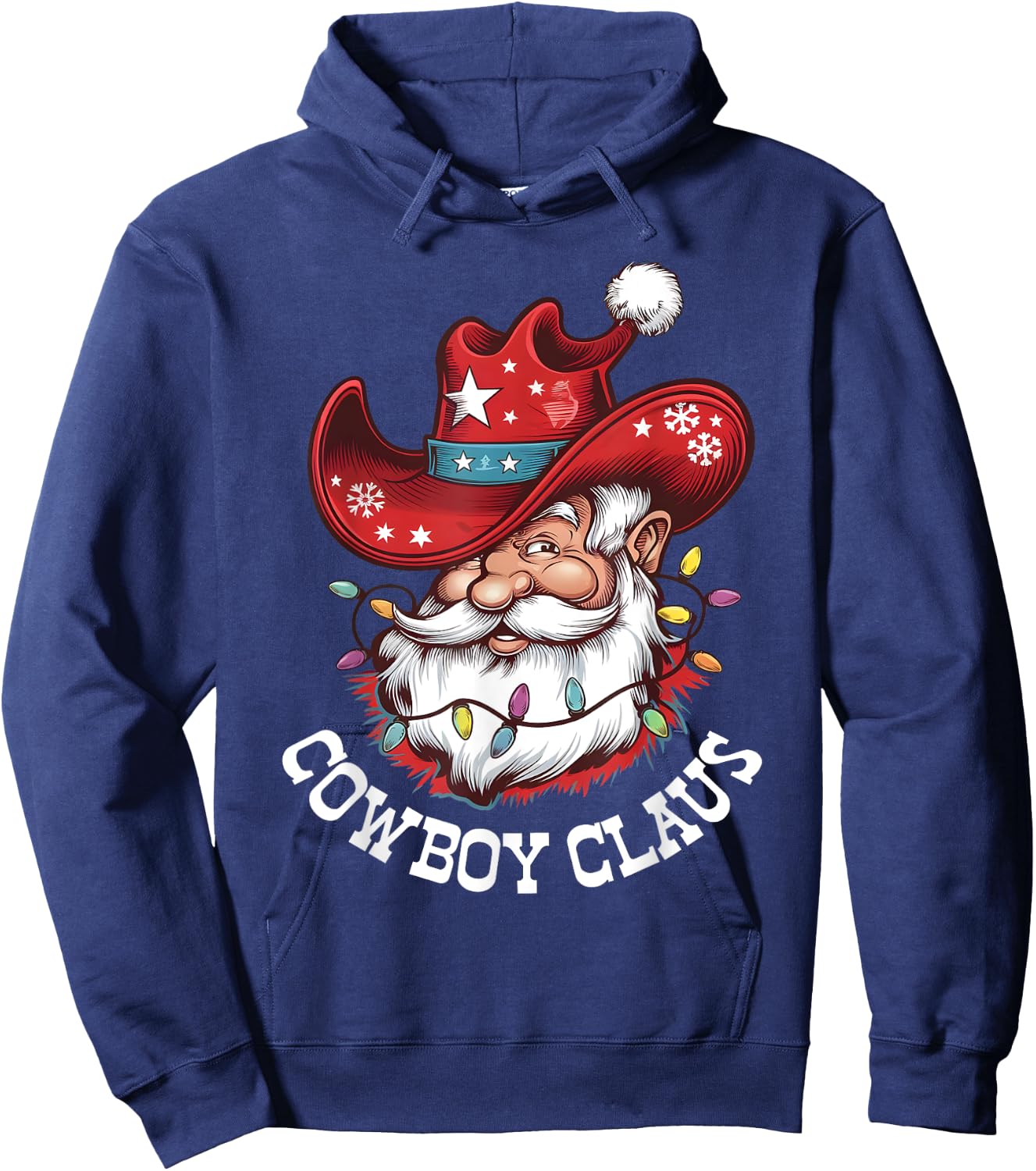 Cowboy Claus Cowboy Santa Hat Xmas Christmas Western Style Hoodie - Hoodie | Navy