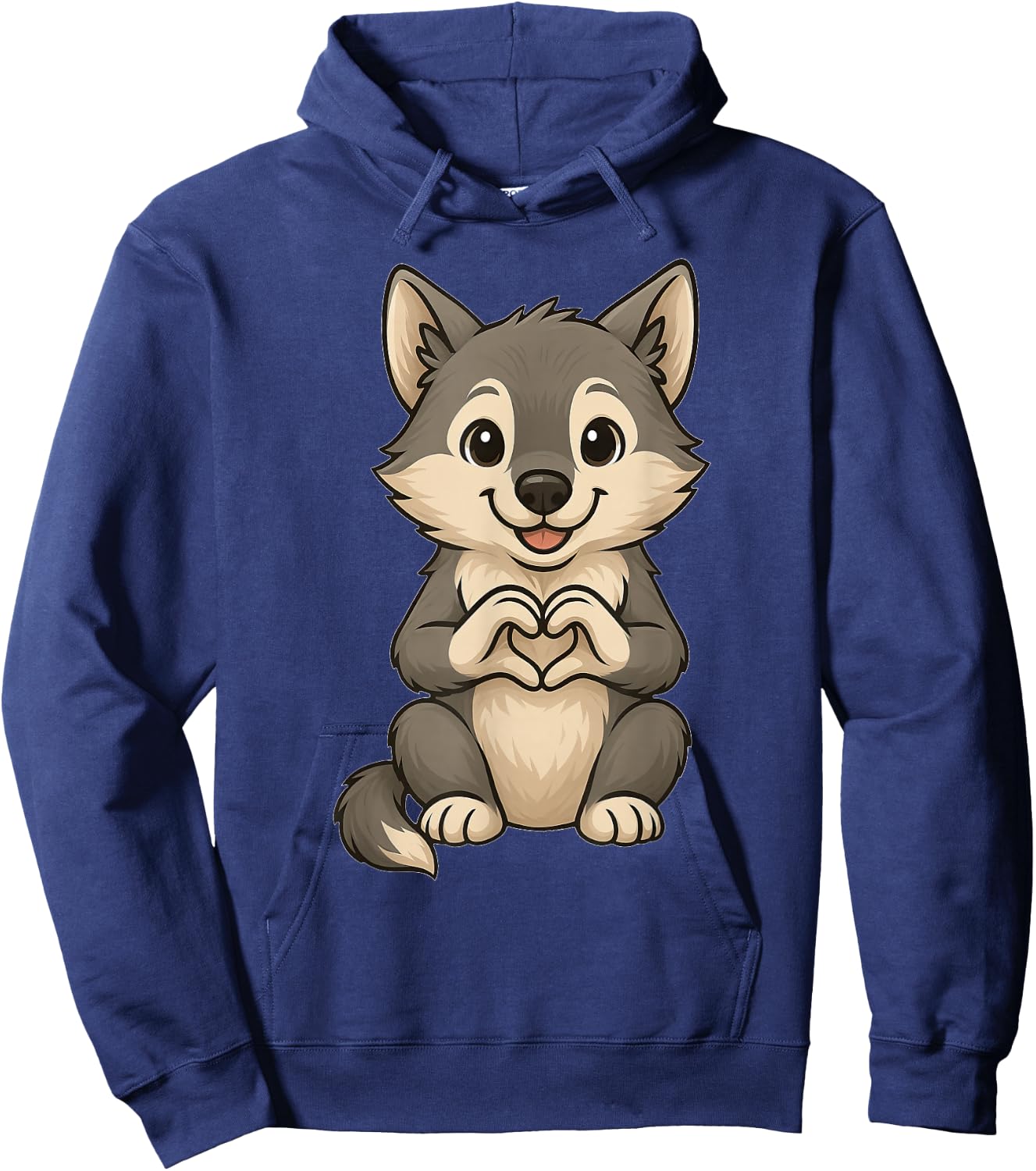 Wolf mit Herz | Süßes Wolfmotiv mit Herzsymbol und Wolf Hoodie - Hoodie | Navy