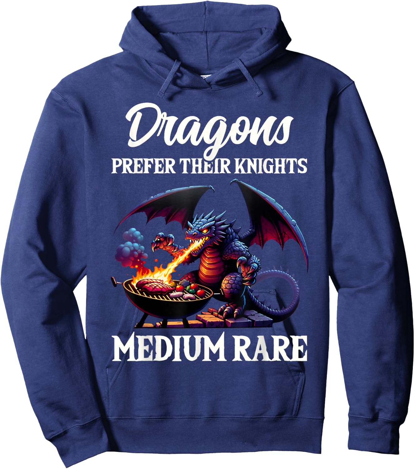Funny Renaissance Festival Dragons Prefer Knights Design Hoodie - Hoodie | Navy