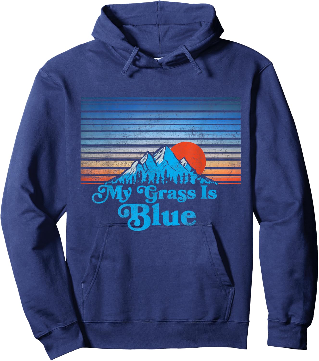 My Grass is Blue - Bluegrass Player / Fan Mountains Graphic Hoodie - Hoodie | Navy