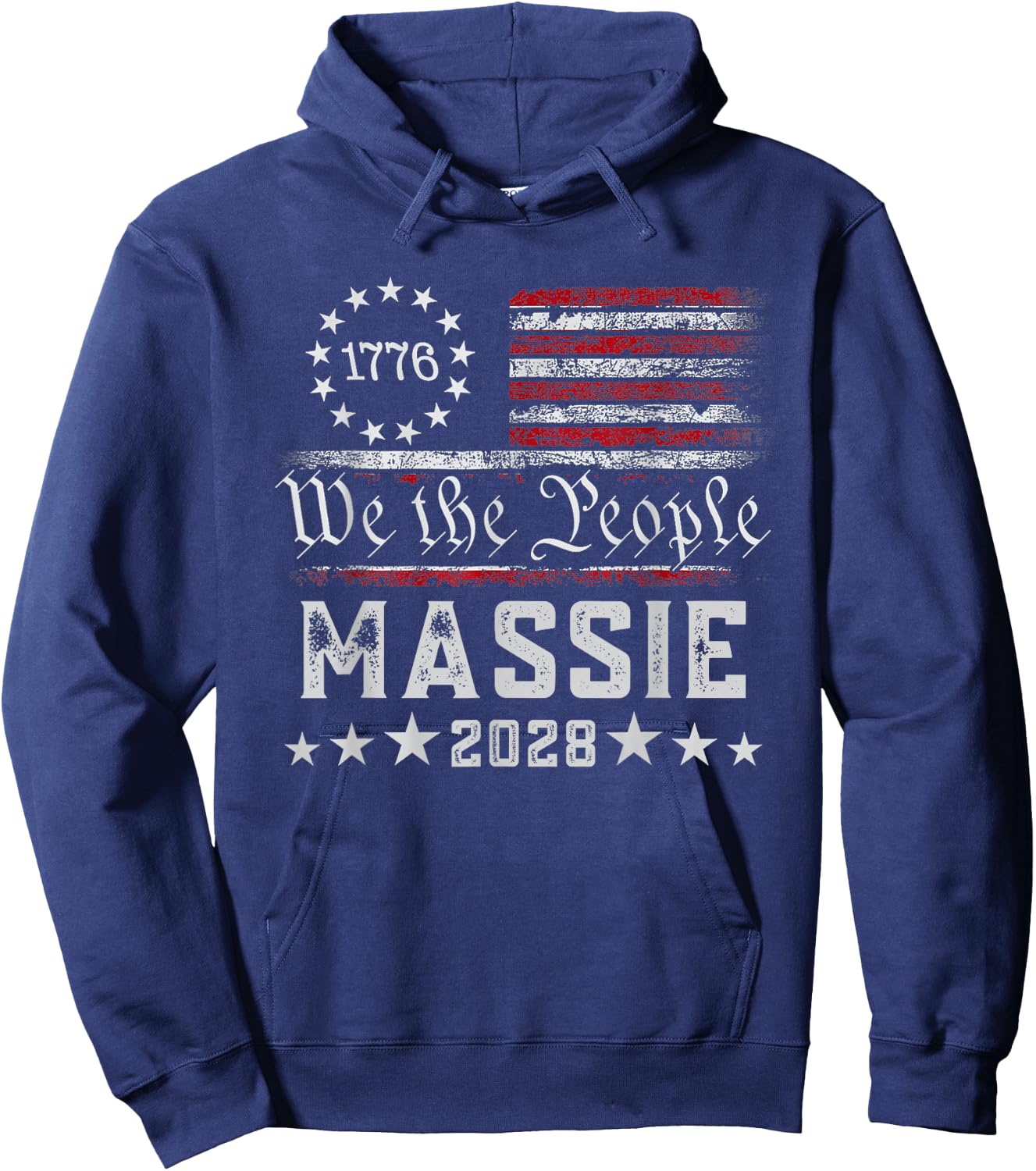 Massie 2028 for President Thomas Massie 2028 Us Flag Vintage Hoodie - Hoodie | Navy