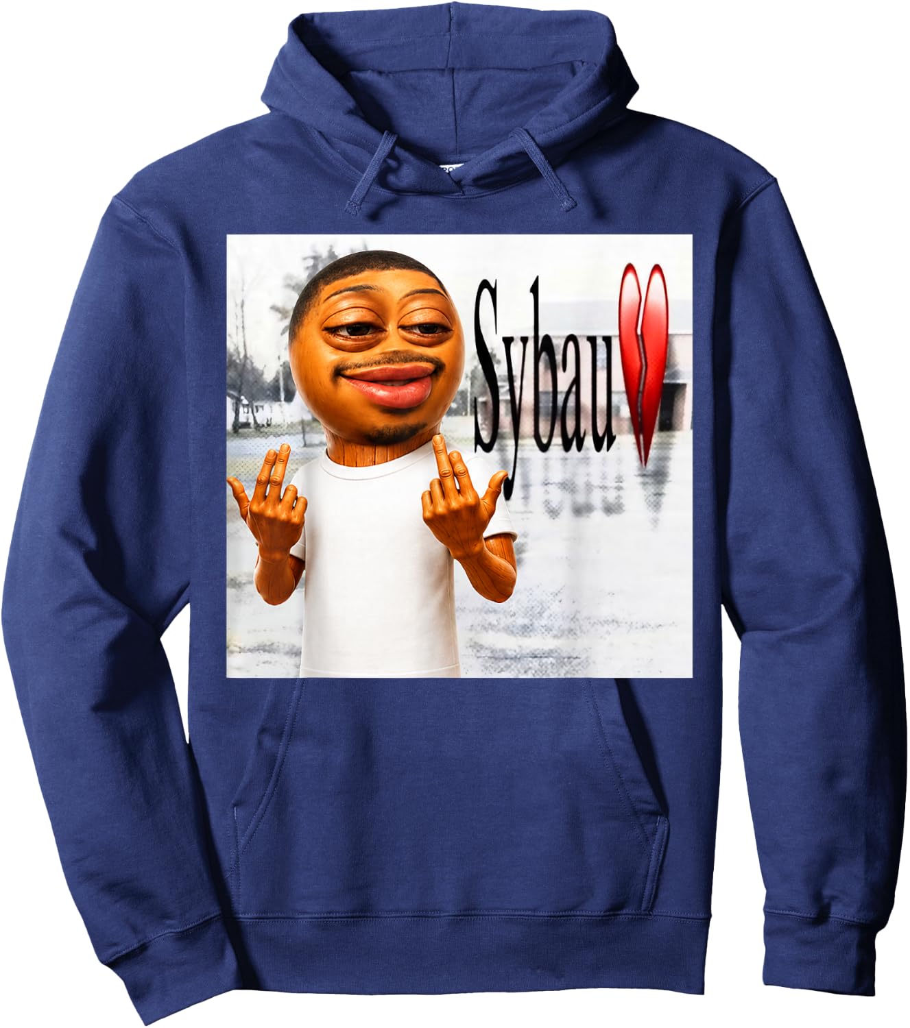 Funny Tung Tung Flight SYBAU Tuff Brainrot Meme Hoodie - Hoodie | Navy