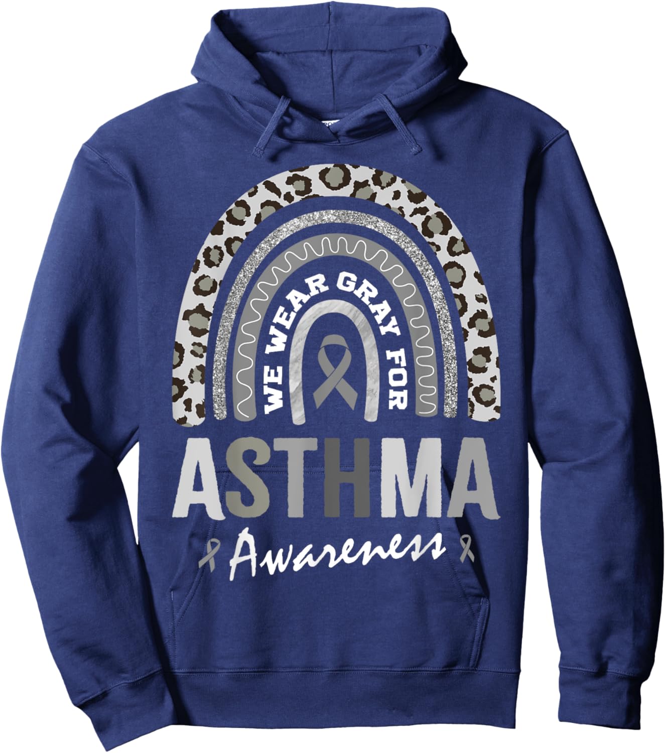 In May We Wear Gray for Asthma Awareness Hoodie - Hoodie | Navy