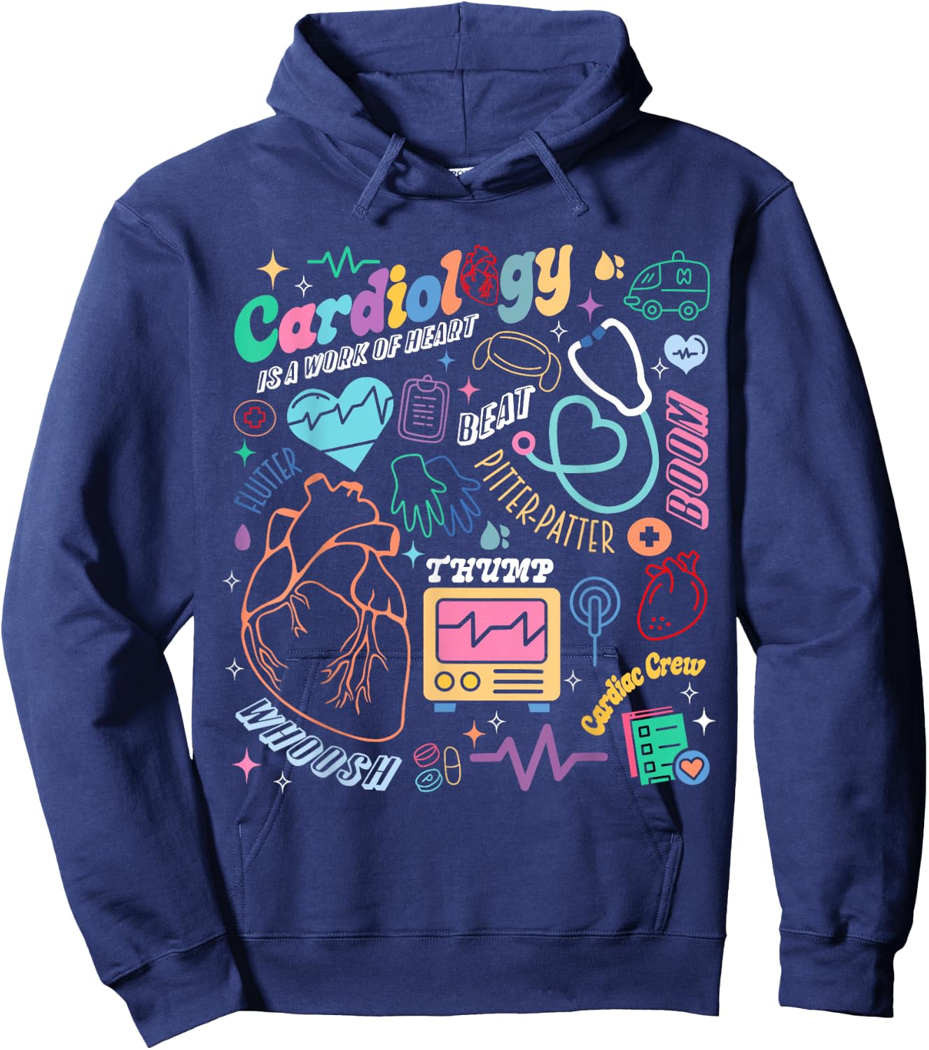 CVICU Cardiac Nurse Retro Anatomy Cardiology Human Heart RN Hoodie - Hoodie | Navy
