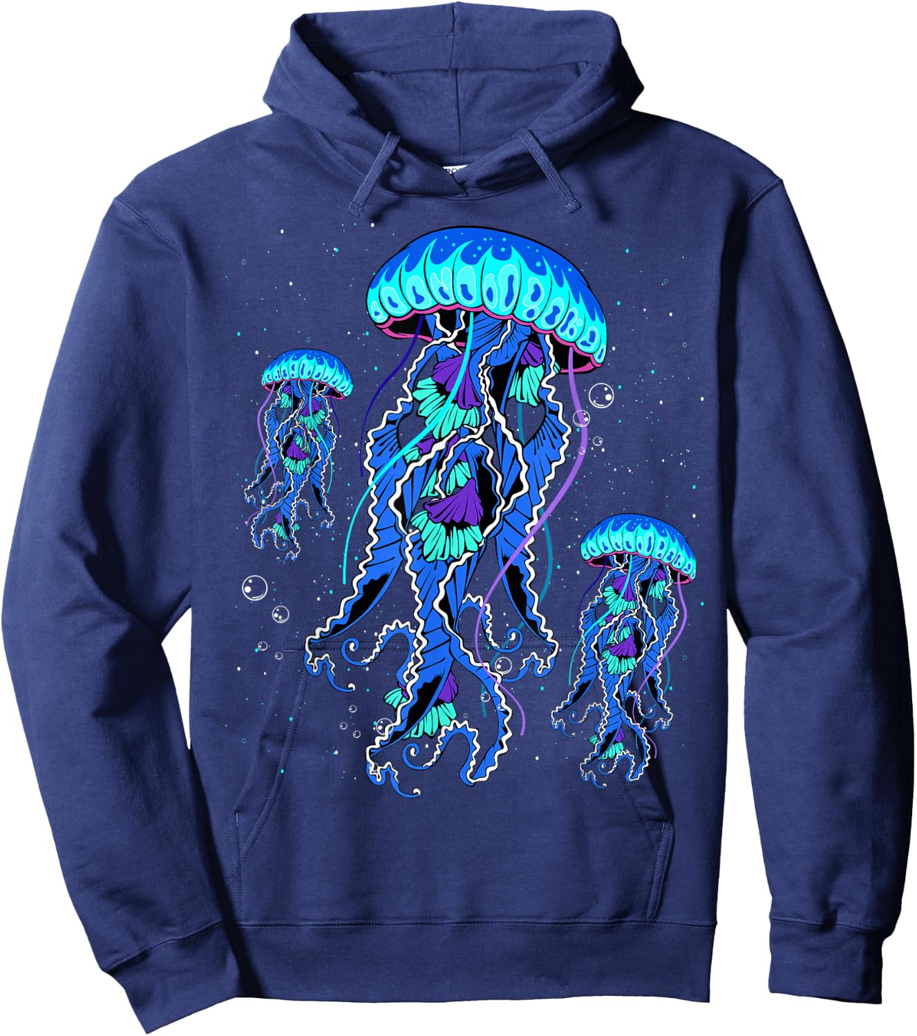 Jellyfish Medusa Jellies Blue Marine Sea Ocean Diver Surfer , black Hoodie - Hoodie | Navy