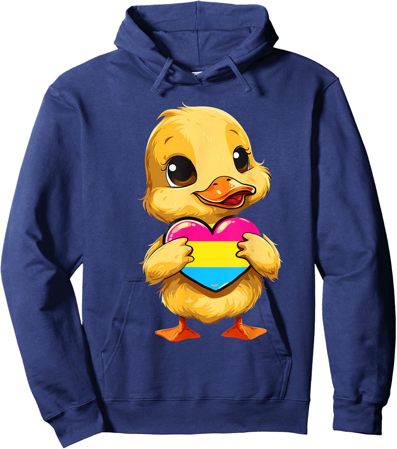 Pan Pride Duck Pansexuality Pansexual Pride Heart Pan Flag Hoodie - Hoodie | Navy