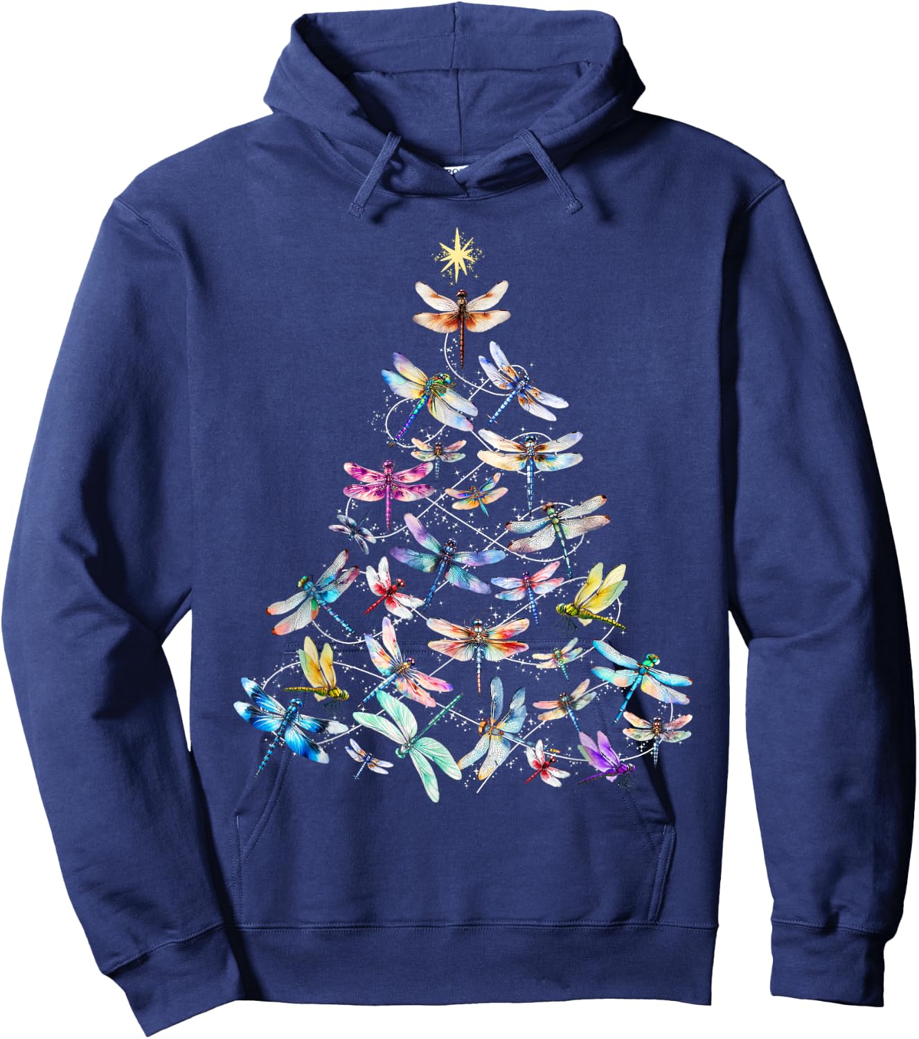 Dragonfly Christmas Tree Lights Insect Christmas Gifts Hoodie - Hoodie | Navy
