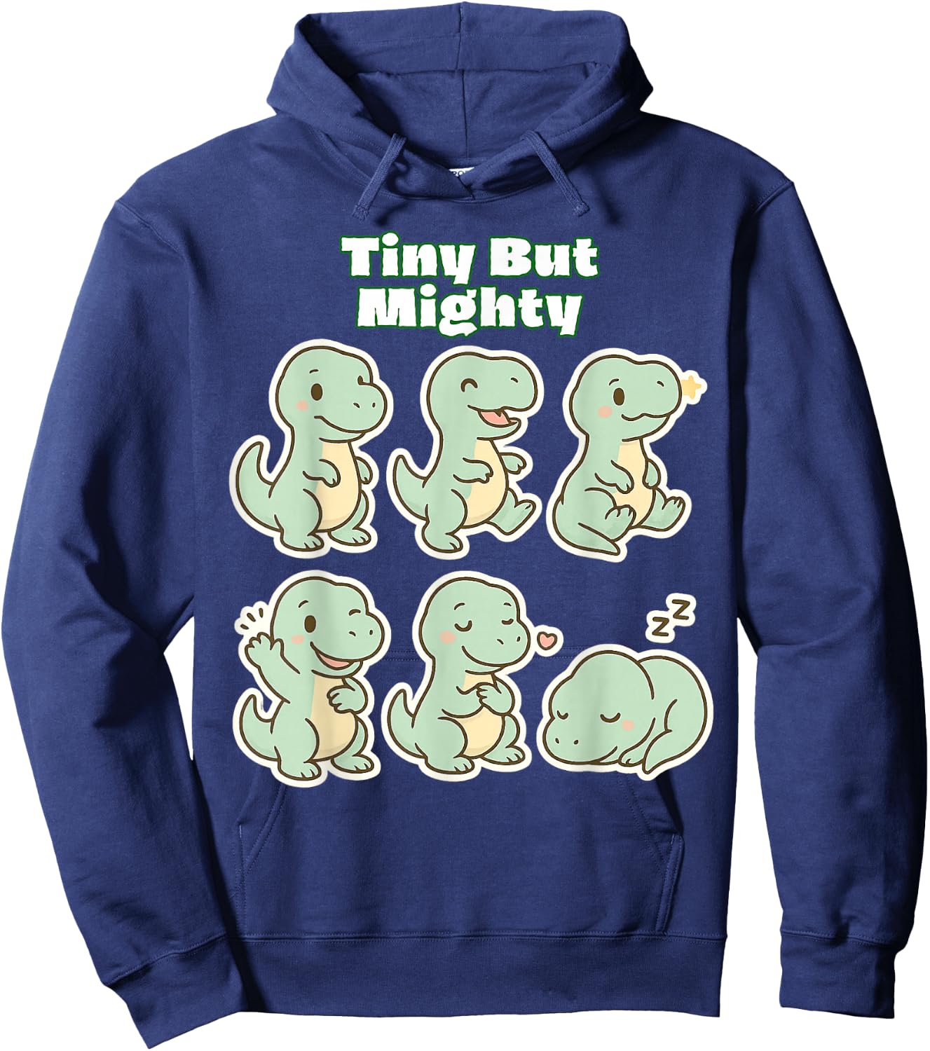 Tiny But Mighty Cute Baby T-Rex Dinosaur Hoodie - Hoodie | Navy