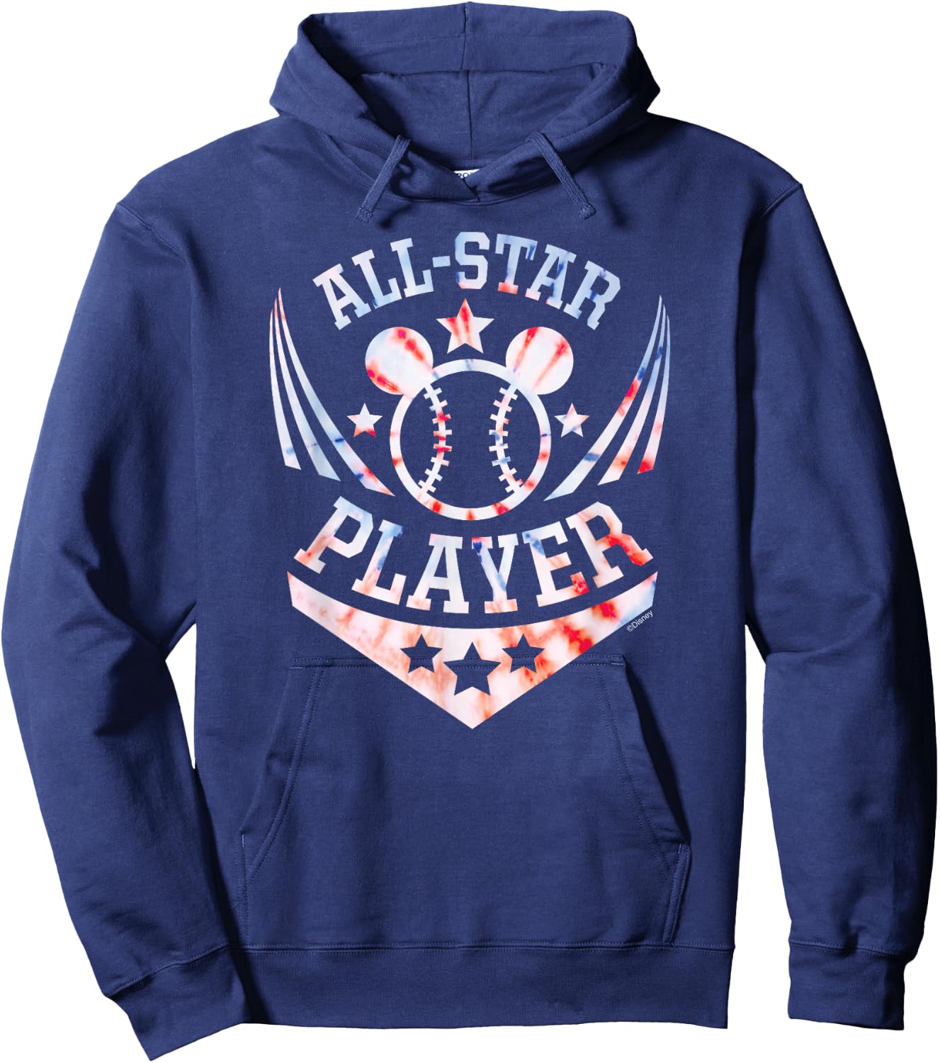 Disney Mickey Mouse Baseball All-Star Player Sports Tie-Dye Hoodie - Hoodie | Navy