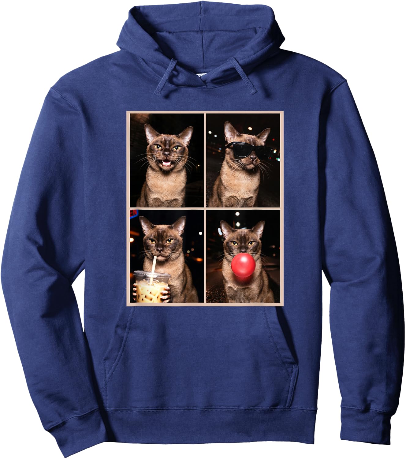 Funny Photo Booth Meme Burmese cat Hoodie - Hoodie | Navy