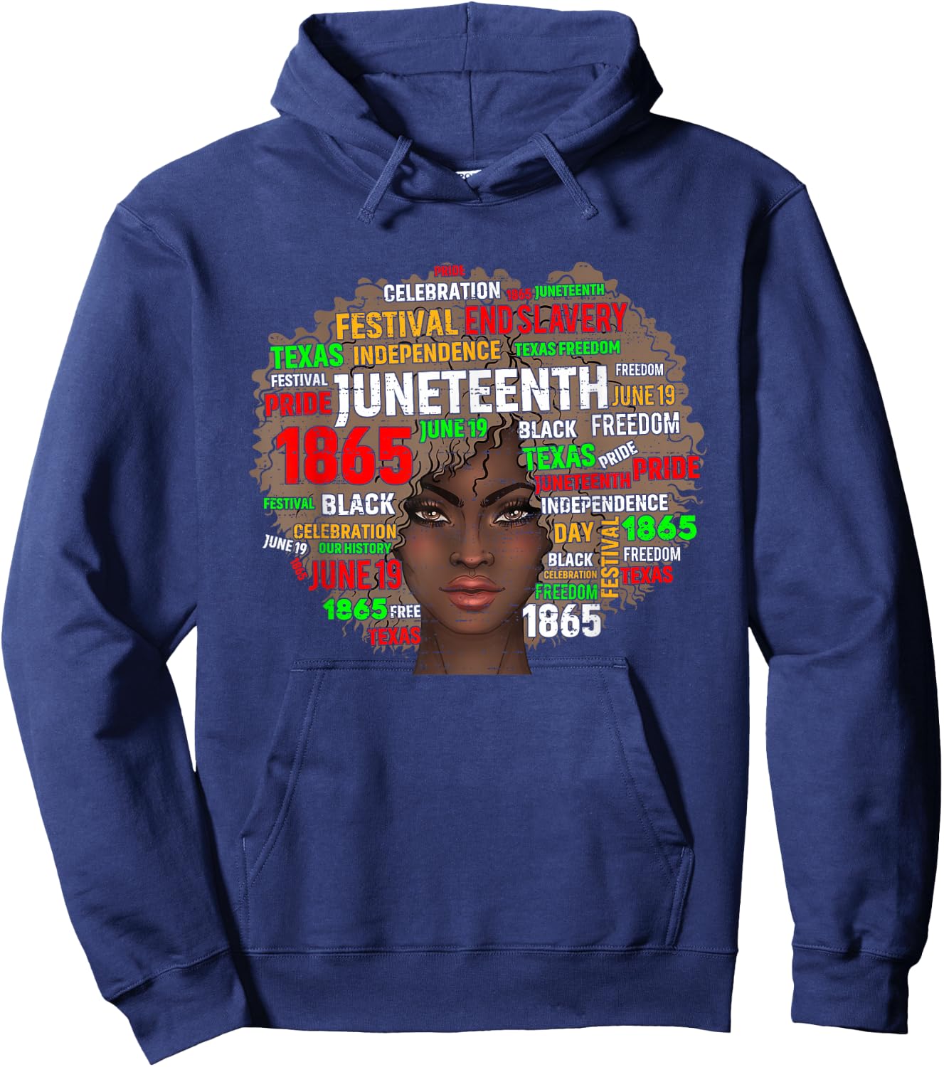 Black Juneteenth 1865 Freedom African Afro June 19th Hoodie - Hoodie | Navy