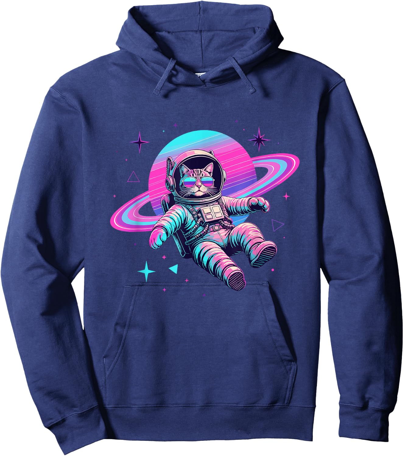 Galaxy Space Cat Astronaut with Planet Rings Hoodie - Hoodie | Navy