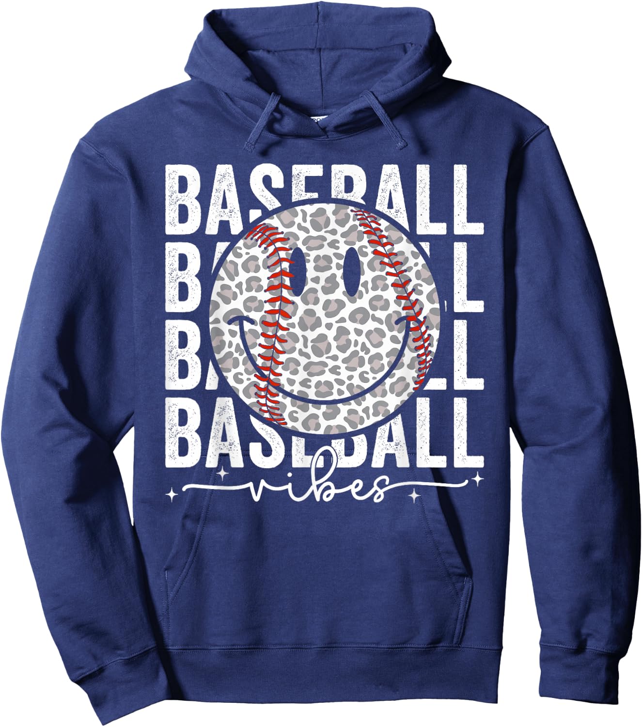 Funny Leopard Baseball Vibes Game Day Softball Life Mom Hoodie - Hoodie | Navy