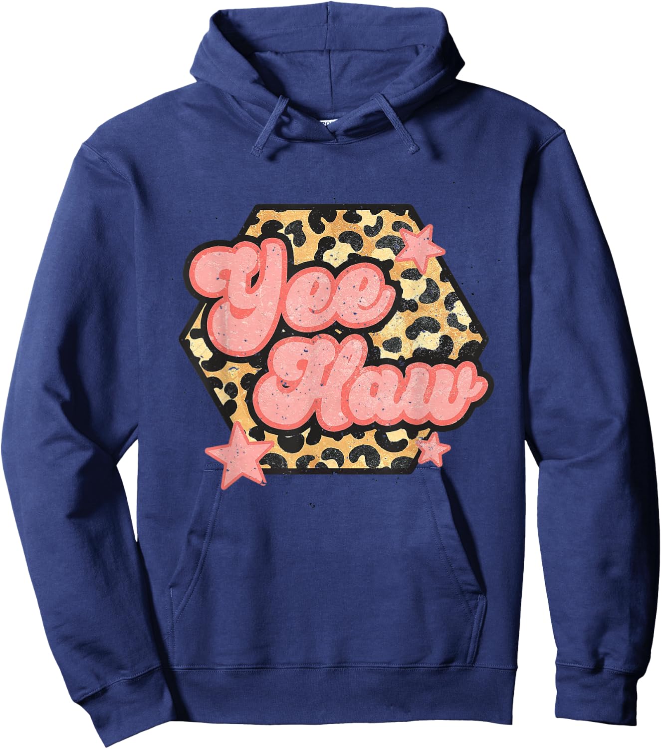 Yee Haw Howdy Rodeo Western Country Yeehaw Cowgirl Leopard Hoodie - Hoodie | Navy