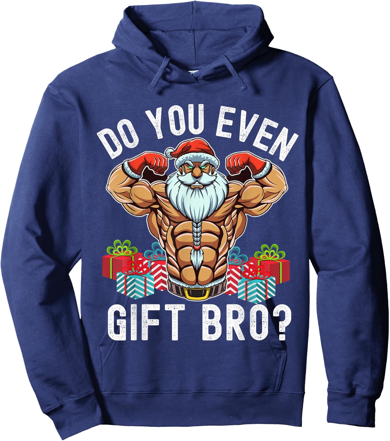 Weightlifting Bodybuilding Christmas Santa Christmas Workout Hoodie - Hoodie | Navy