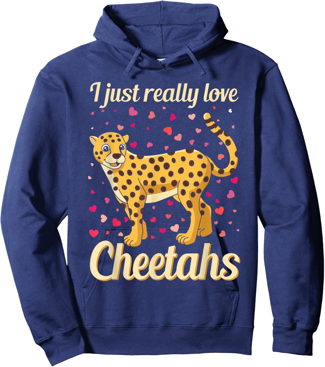 Wildlife Safari Kids Leopard I Just Really Love Cheetahs Hoodie - Hoodie | Navy