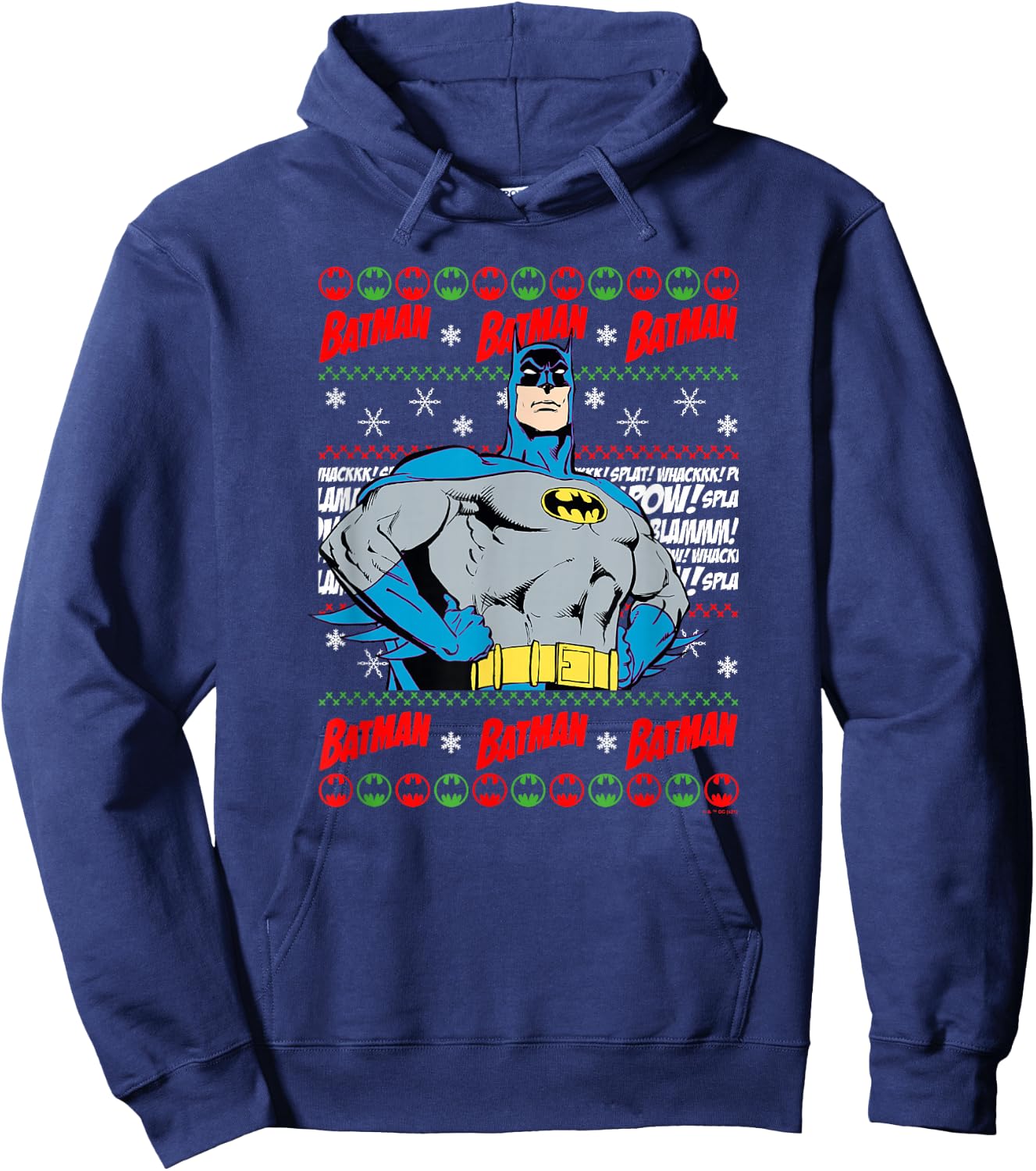 DC Comics Batman Christmas Classic Batman Ugly Sweater Hoodie - Hoodie | Navy