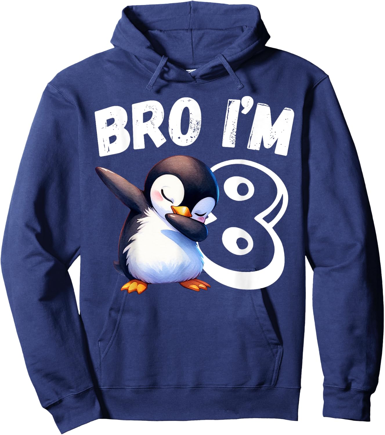 Bro I'm 8 Year Old Penguin 8th Birthday Kids Dabbing Funny Hoodie - Hoodie | Navy