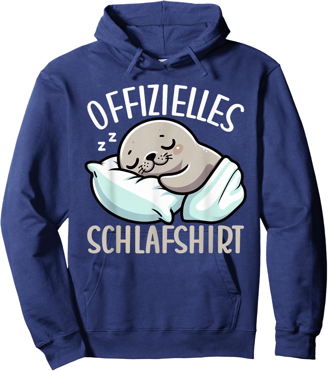 Official Sleep Shirt Seal Late Sleeper Pyjamas Bed , black Hoodie - Hoodie | Navy