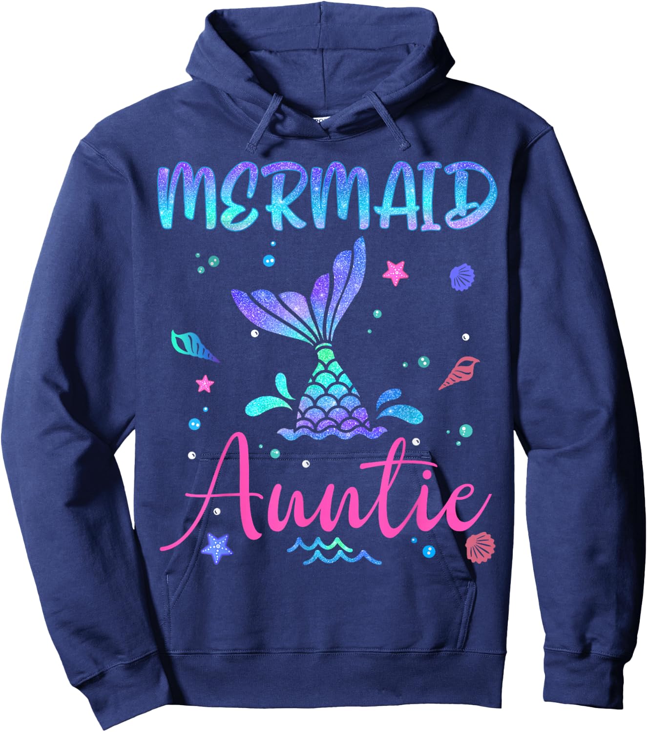 Birthday Mermaid Auntie Matching Family Bday Party Squad Hoodie - Hoodie | Navy
