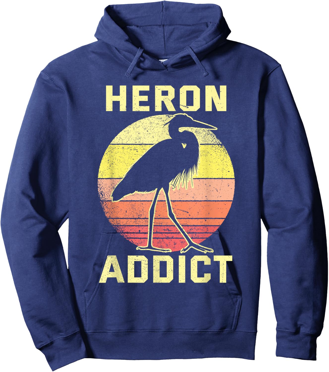Retro Birding Heron Addict Blue Heron Hoodie - Hoodie | Navy