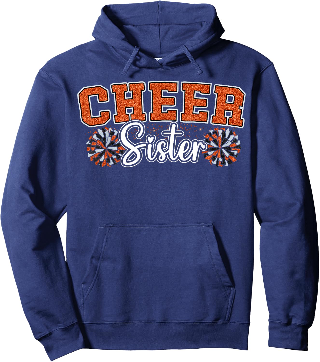 Cheer Sister My Favorite Cheerleader Calls Me Sisters Orange Hoodie - Hoodie | Navy