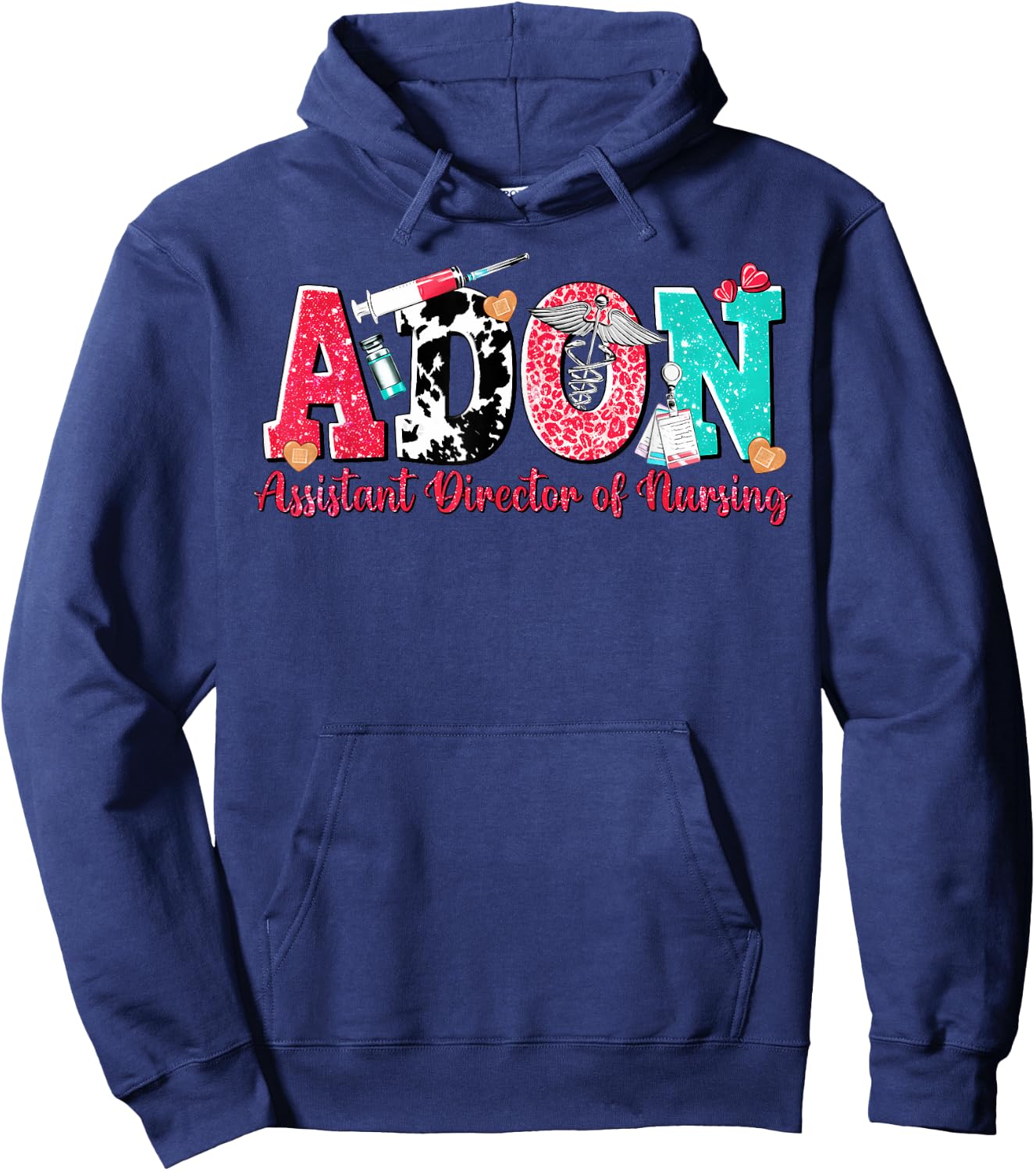 Leopard ADON Nurse Assistant Director of Nursing Western Hoodie - Hoodie | Navy