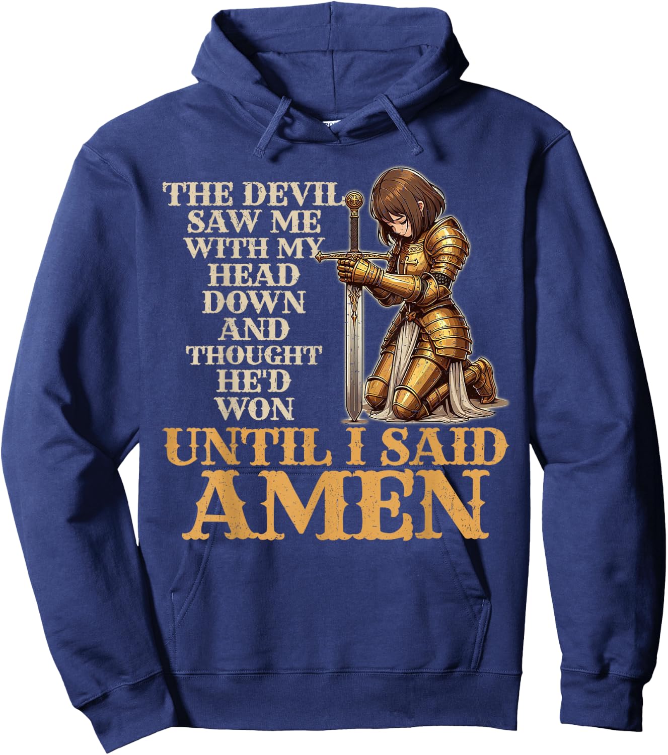 The Devil Saw Me With My Head Down Christian Knight Hoodie - Hoodie | Navy