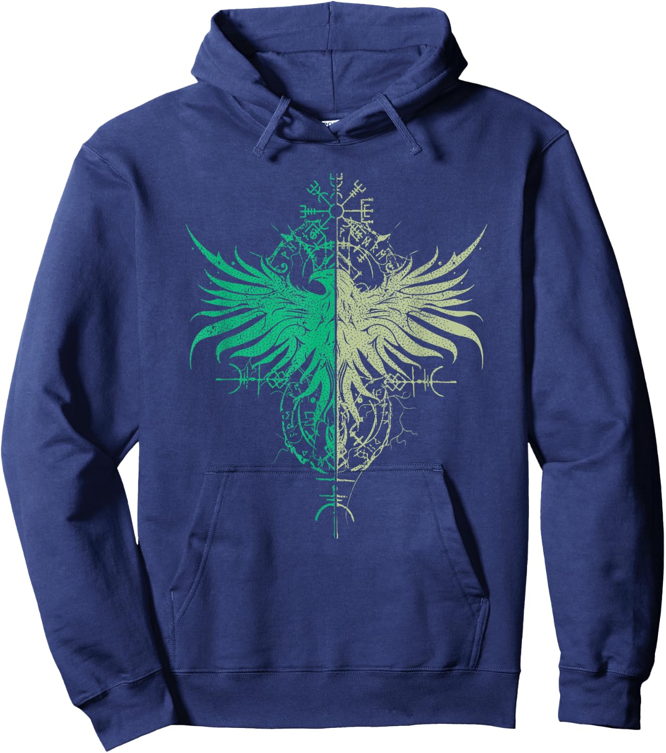 Viking Valhalla Krieger Normanne Runenkreis Gtter Walhalla Raven Odin's Runes Nordic Compass Viking Hoodie - Hoodie | Navy