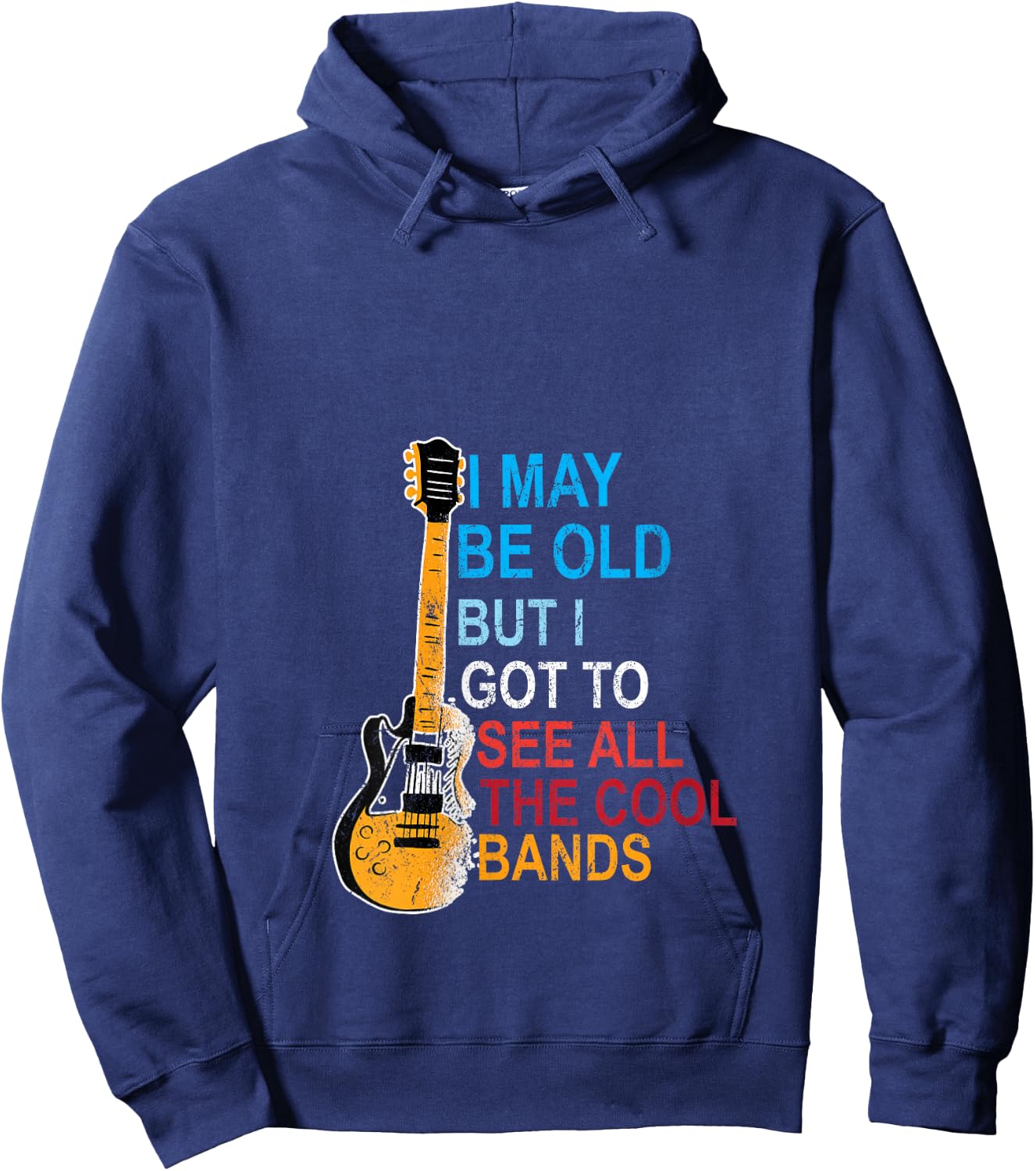 i may be old but i've seen all the good bands V-Neck Hoodie - Hoodie | Navy