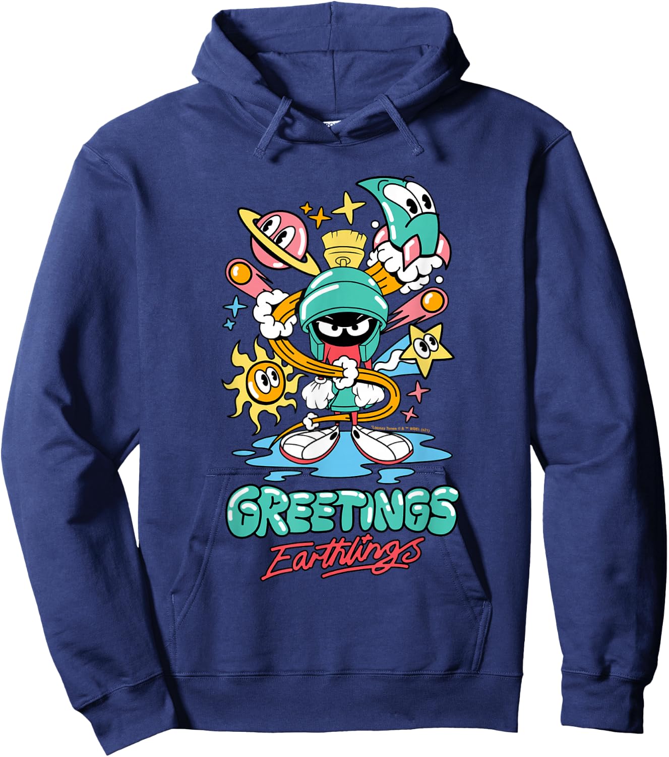 Marvin The Martian Greetings Earthlings Small Hoodie - Hoodie | Navy