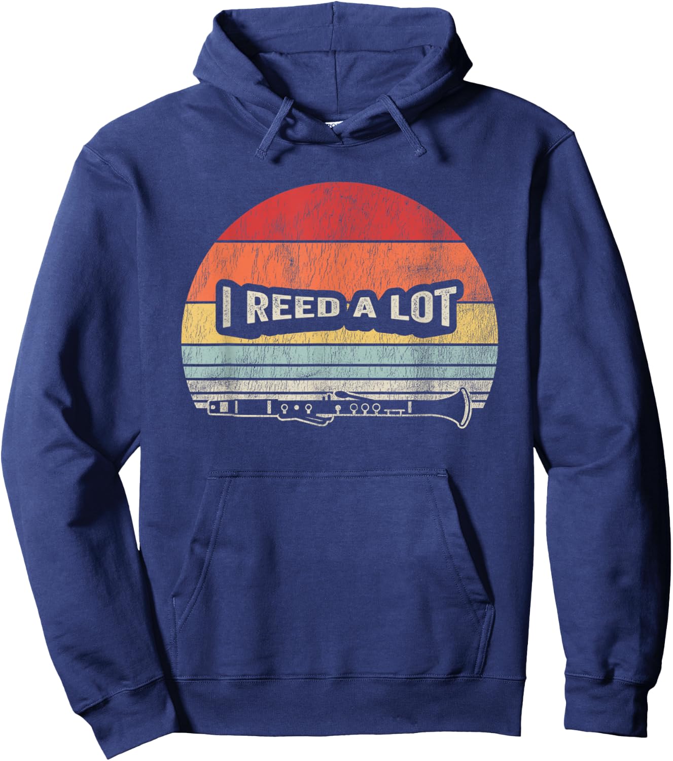 I Reed A Lot Clarinet Retro Style Humor Hoodie - Hoodie | Navy
