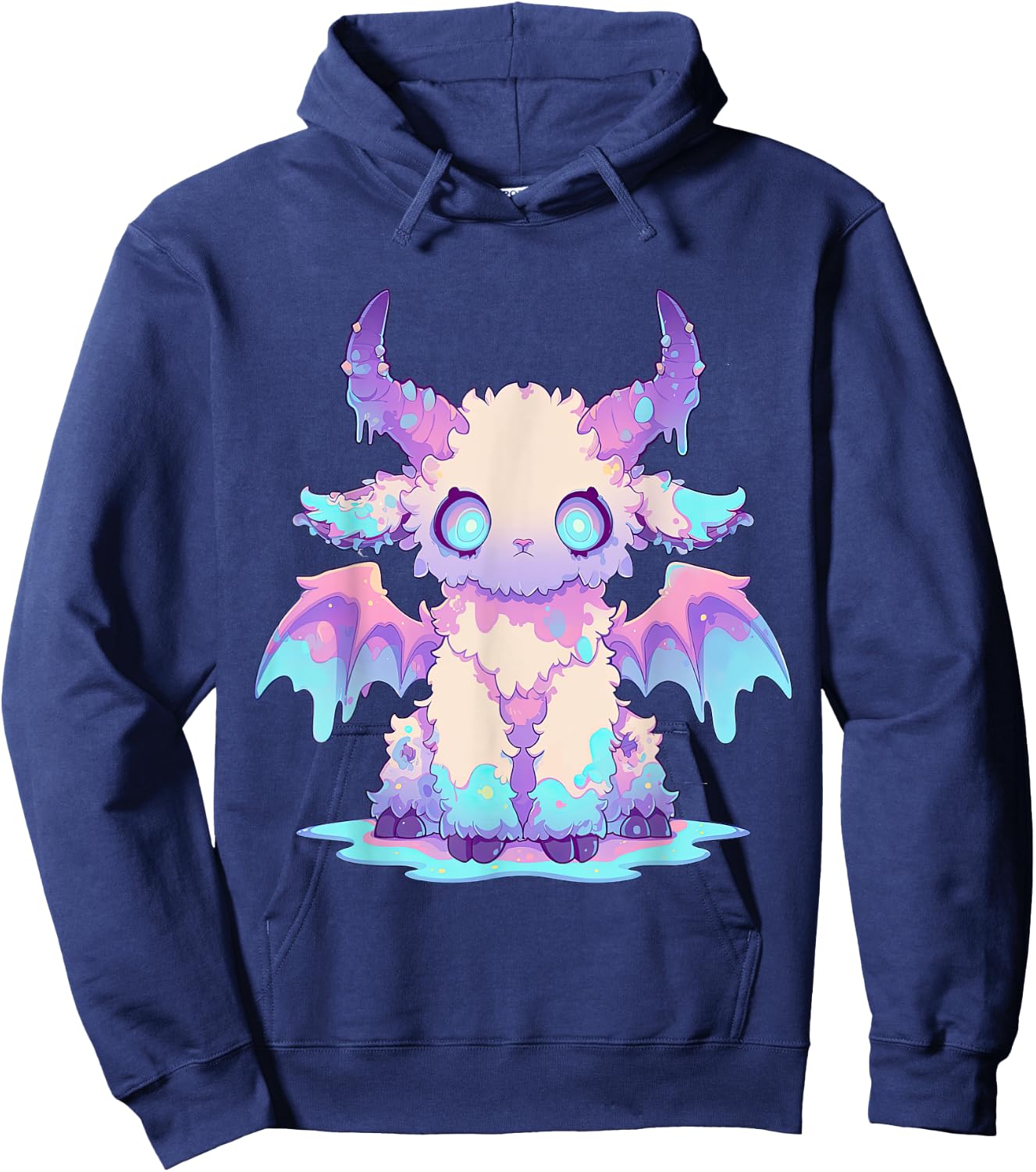 Kawaii Pastel Goth Creepy Cute Witchy Demon Goat Baphomet Hoodie - Hoodie | Navy