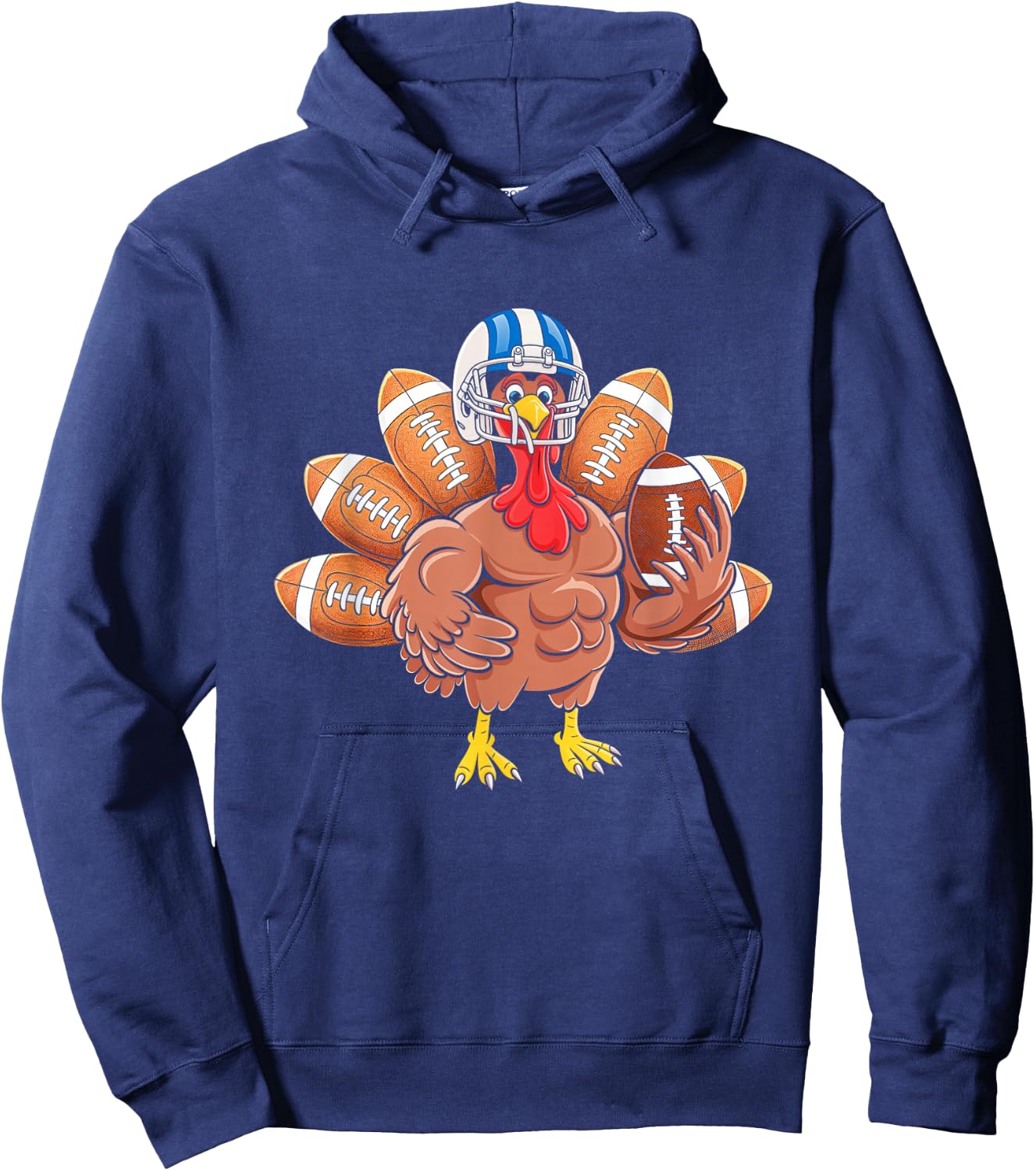 Turkey Football Thanksgiving Sport Turkey Day Football Hoodie - Hoodie | Navy