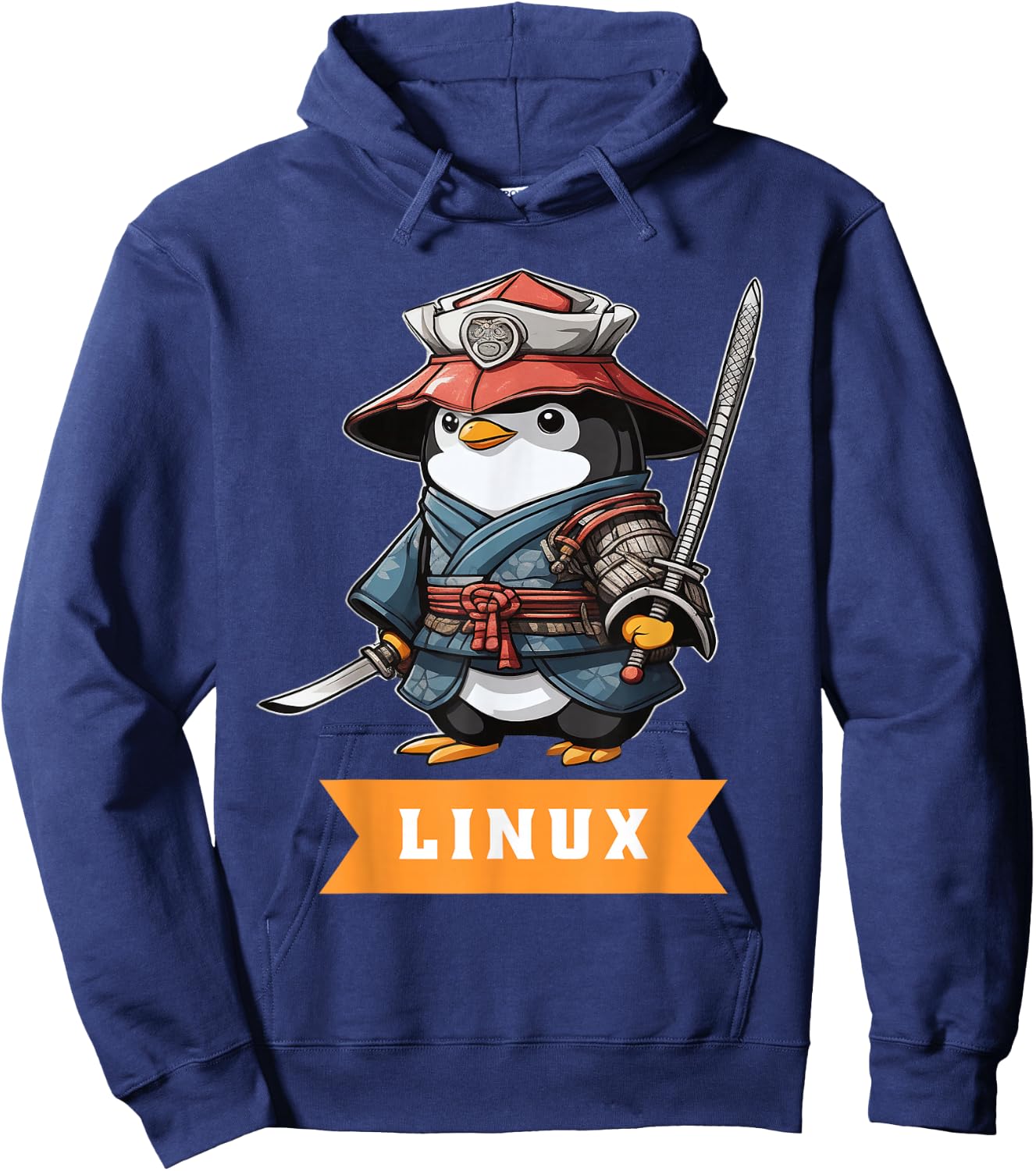 Linux Samurai Programming Penguin Nerd IT Warrior Hoodie - Hoodie | Navy