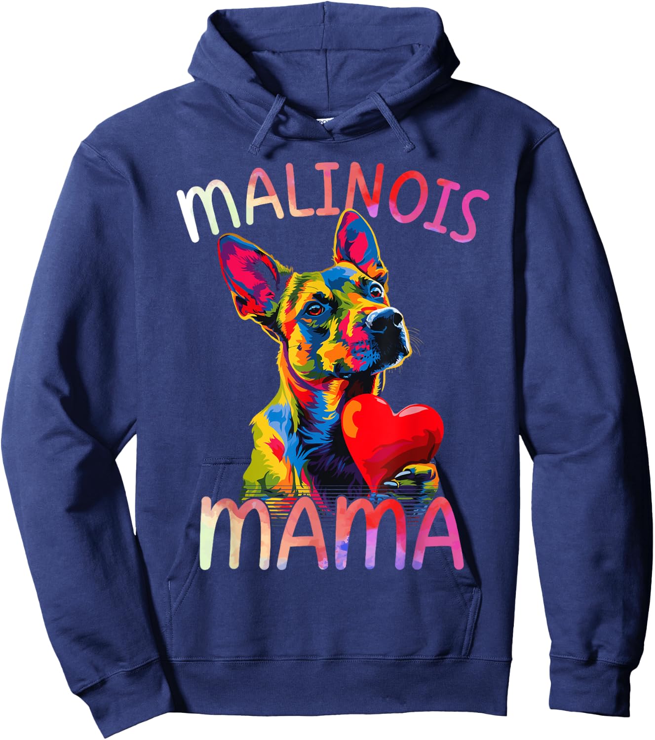 Belgian Malinois Lover Pop Art Women's Belgian Malinois Mama , black Hoodie - Hoodie | Navy