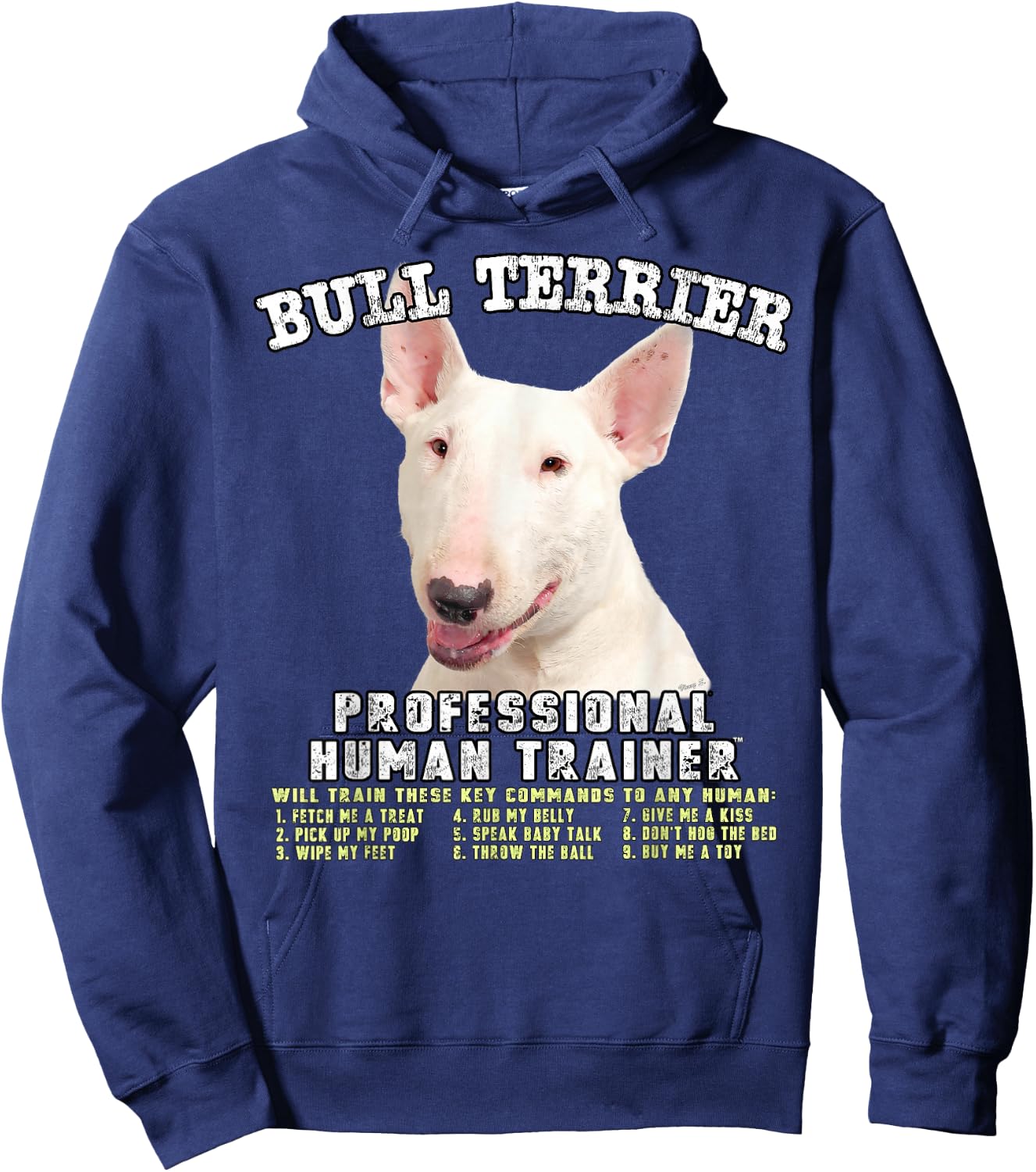 Bull Terrier White Dog Professional Human Trainer Hoodie - Hoodie | Navy