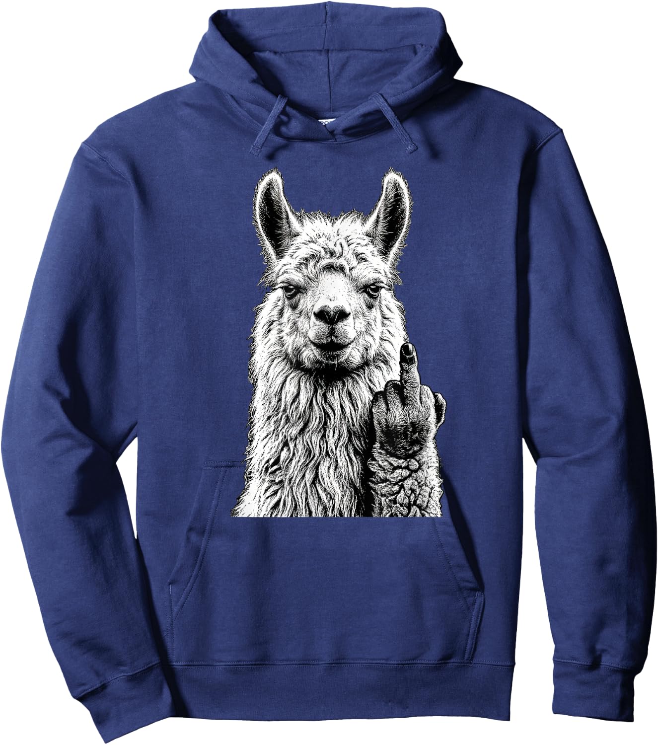 Funny Llama Alpaca Middle Finger Graphic Hoodie - Hoodie | Navy