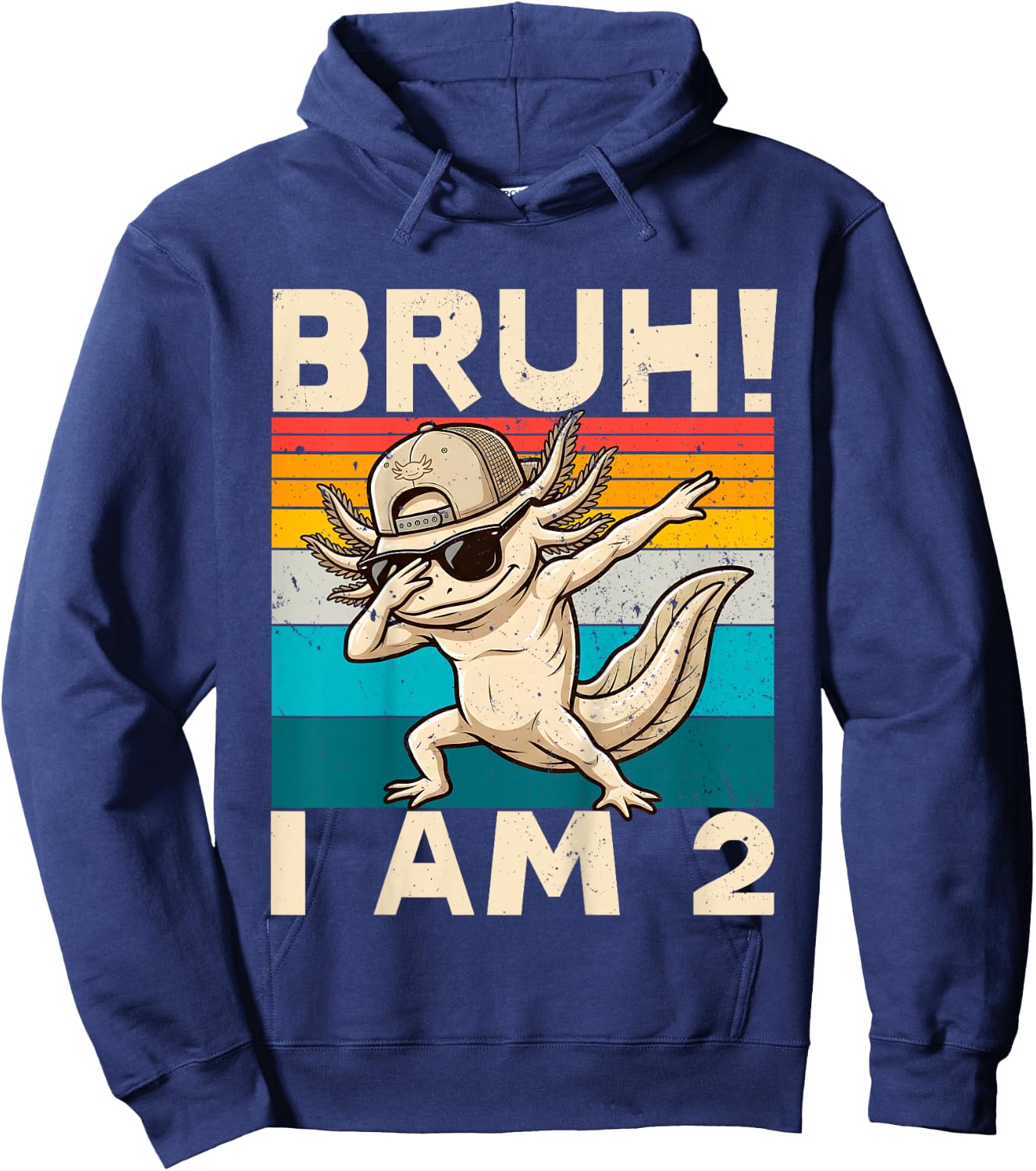 2nd Birthday Birthday Dabbing Axolotl Bruh I Am 2 Years Old Hoodie - Hoodie | Navy