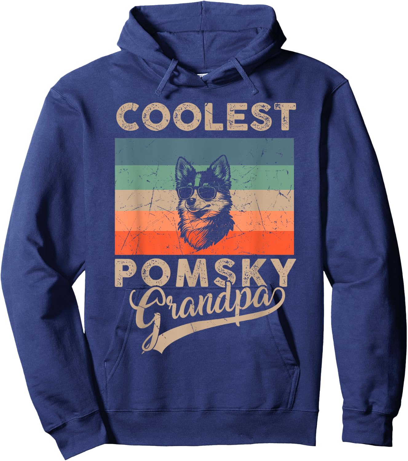 Coolest Pomsky Grandpa Gifts Funny Dog Grandpa Retro Hoodie - Hoodie | Navy