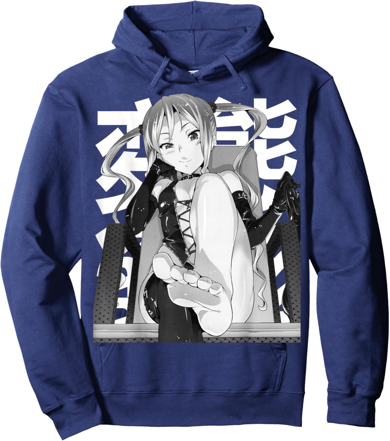 Anime FemDom Lewd Waifu JA2338D04V01 , black Hoodie - Hoodie | Navy