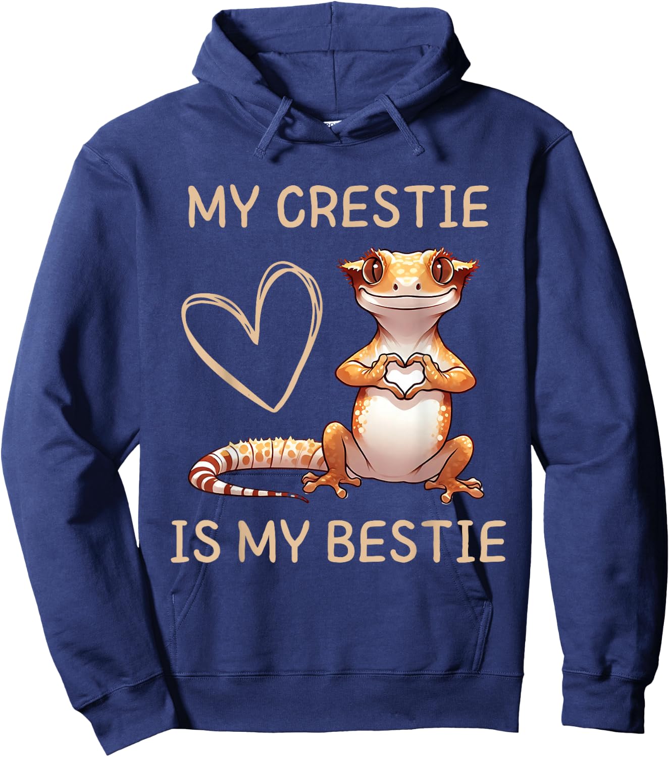 My Crestie is my Bestie Cute Crested Gecko Mom Women Girls Hoodie - Hoodie | Navy