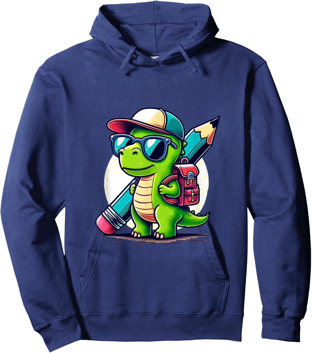 Dinosaur School Pen Dino Cartoon Back to School Hoodie - Hoodie | Navy