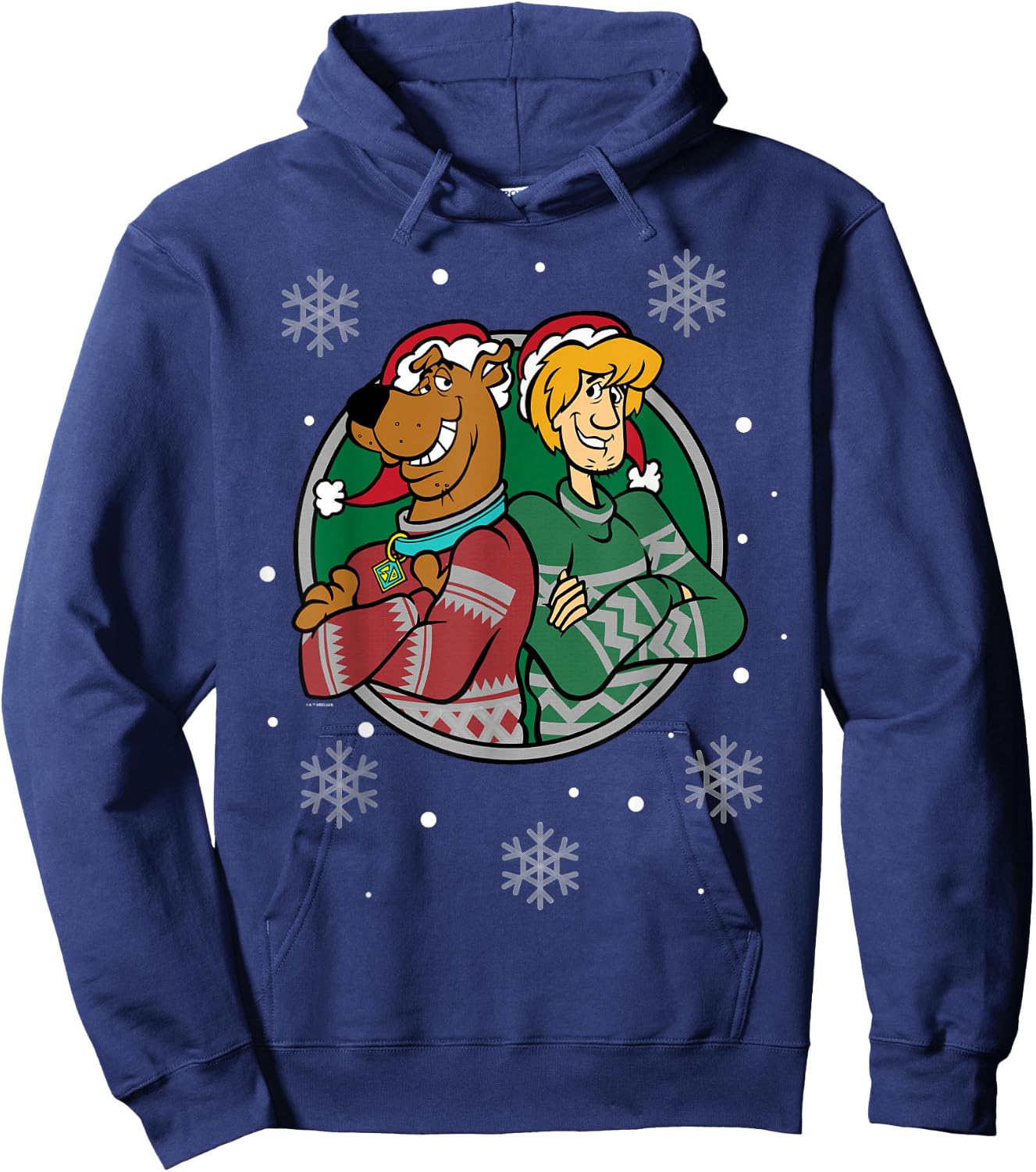 Christmas Scooby Doo Shaggy Arms Crossed Snowing Hoodie - Hoodie | Navy