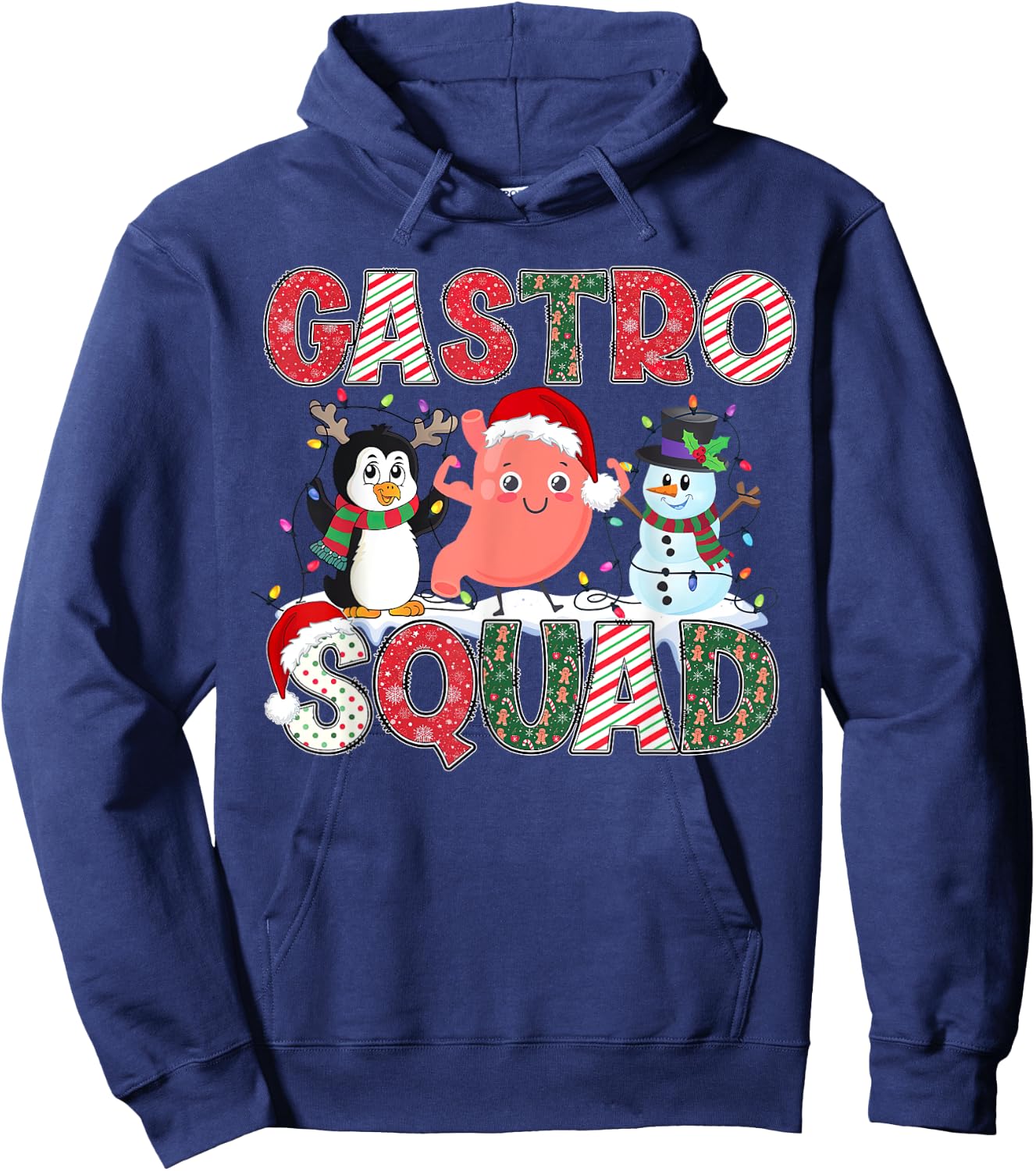 Gastro Squad GI Christmas Nurse - Men's Adult X-Small Black Short Sleeve Cotton Polyester Christmas Holiday Hoodie - Hoodie | Navy