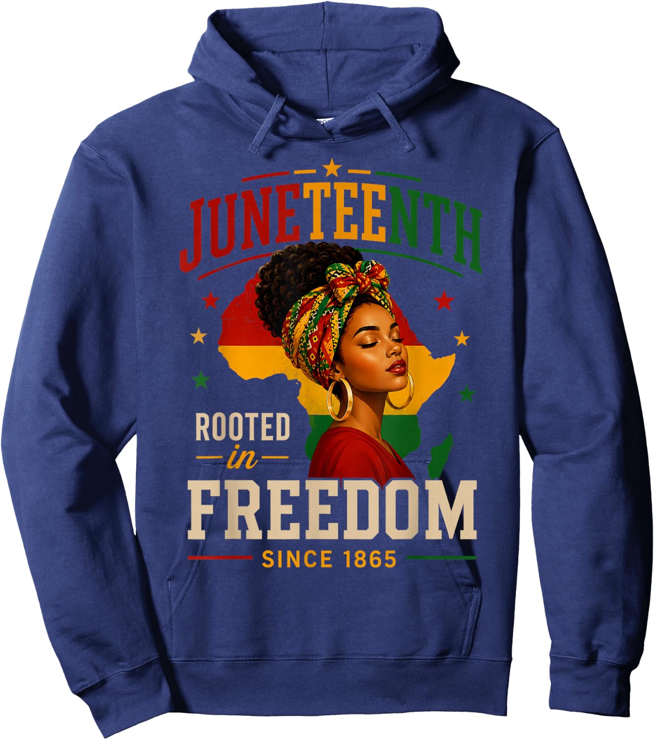 Juneteenth Shirts Women Rooted in Freedom Afro African Hoodie - Hoodie | Navy