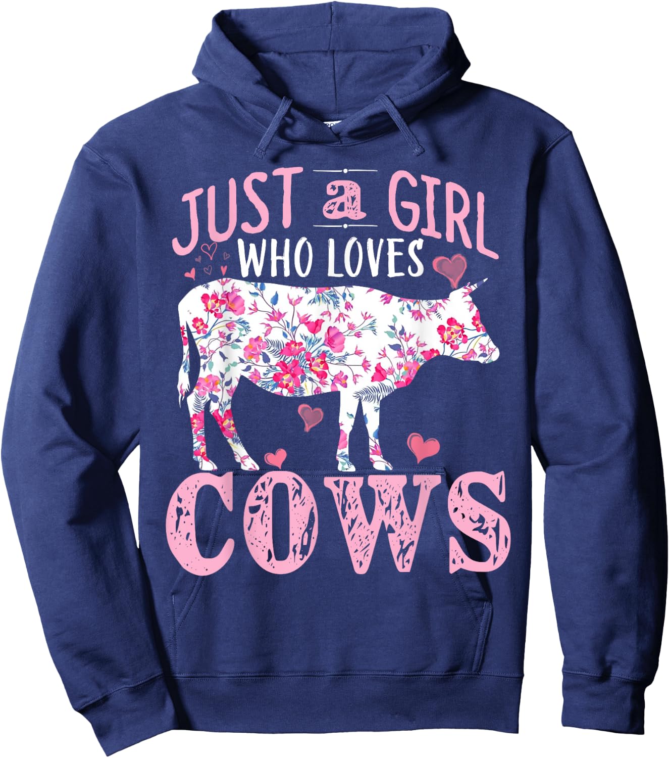 Just a Girl who Loves Cows Gift Farmer Girl Barn Cow Hoodie - Hoodie | Navy