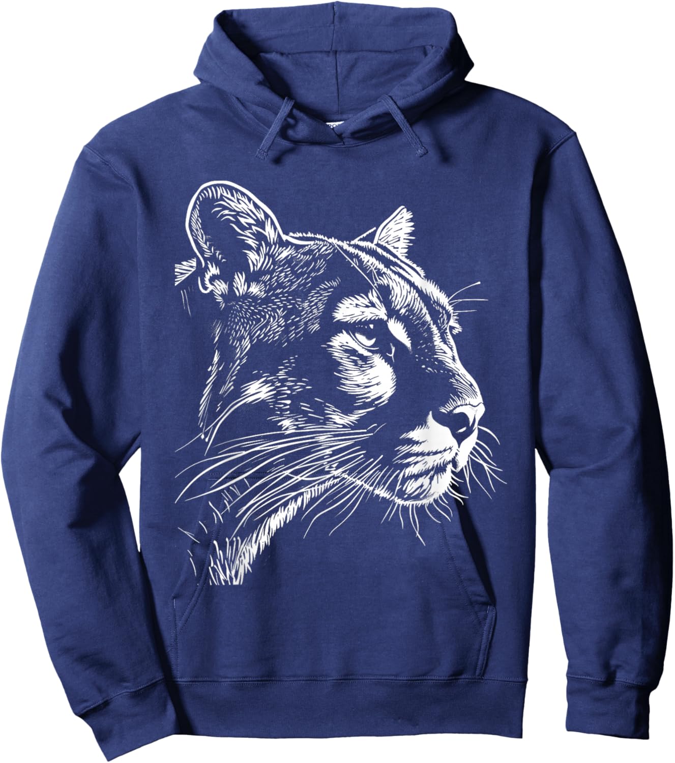 Cougar Face Cougars Mountain Lion Big Cat Animal Vintage Hoodie - Hoodie | Navy