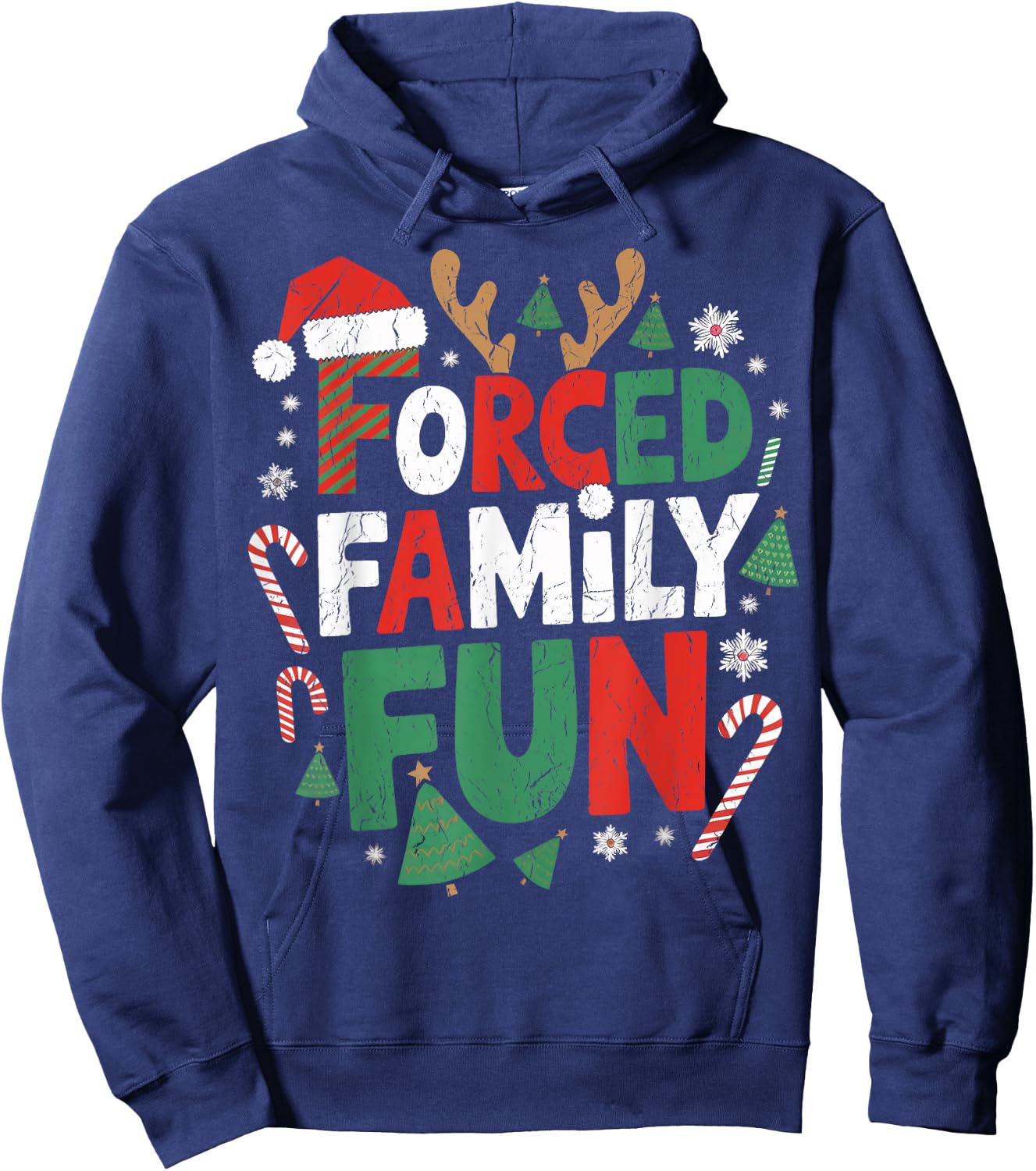 Funny Forced Family Fun Christmas Family Christmas Gathering Hoodie - Hoodie | Navy