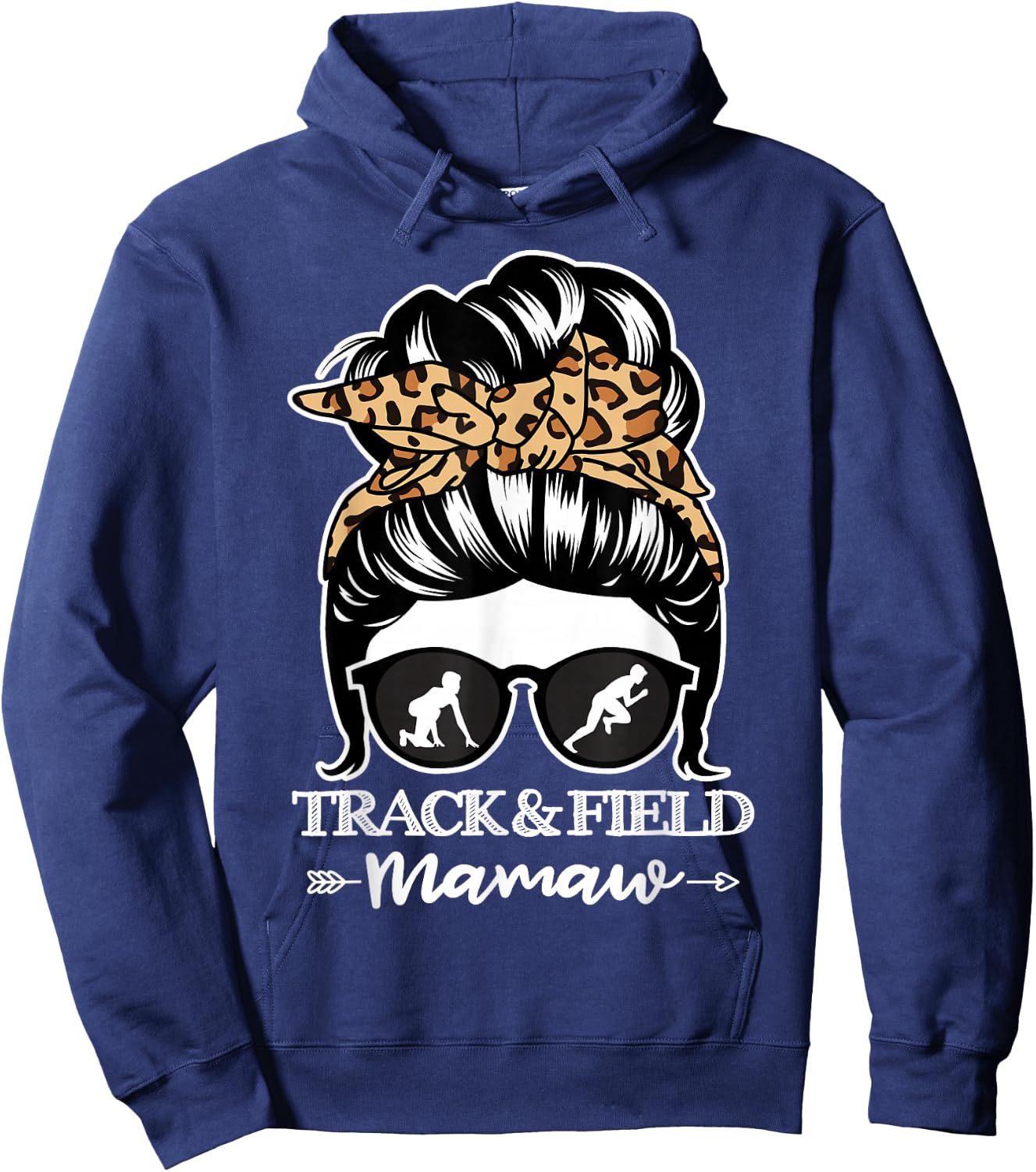Track and Field Mamaw Messy Bun Hair Funny Athlete Mamaw Hoodie - Hoodie | Navy